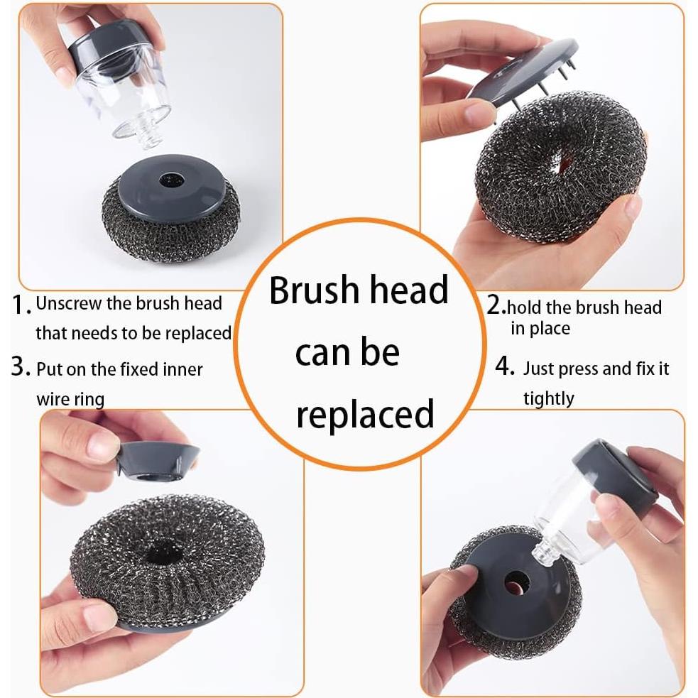 Cepillo de Acero Inoxidable con Dispensador de Jabón Mantianstar