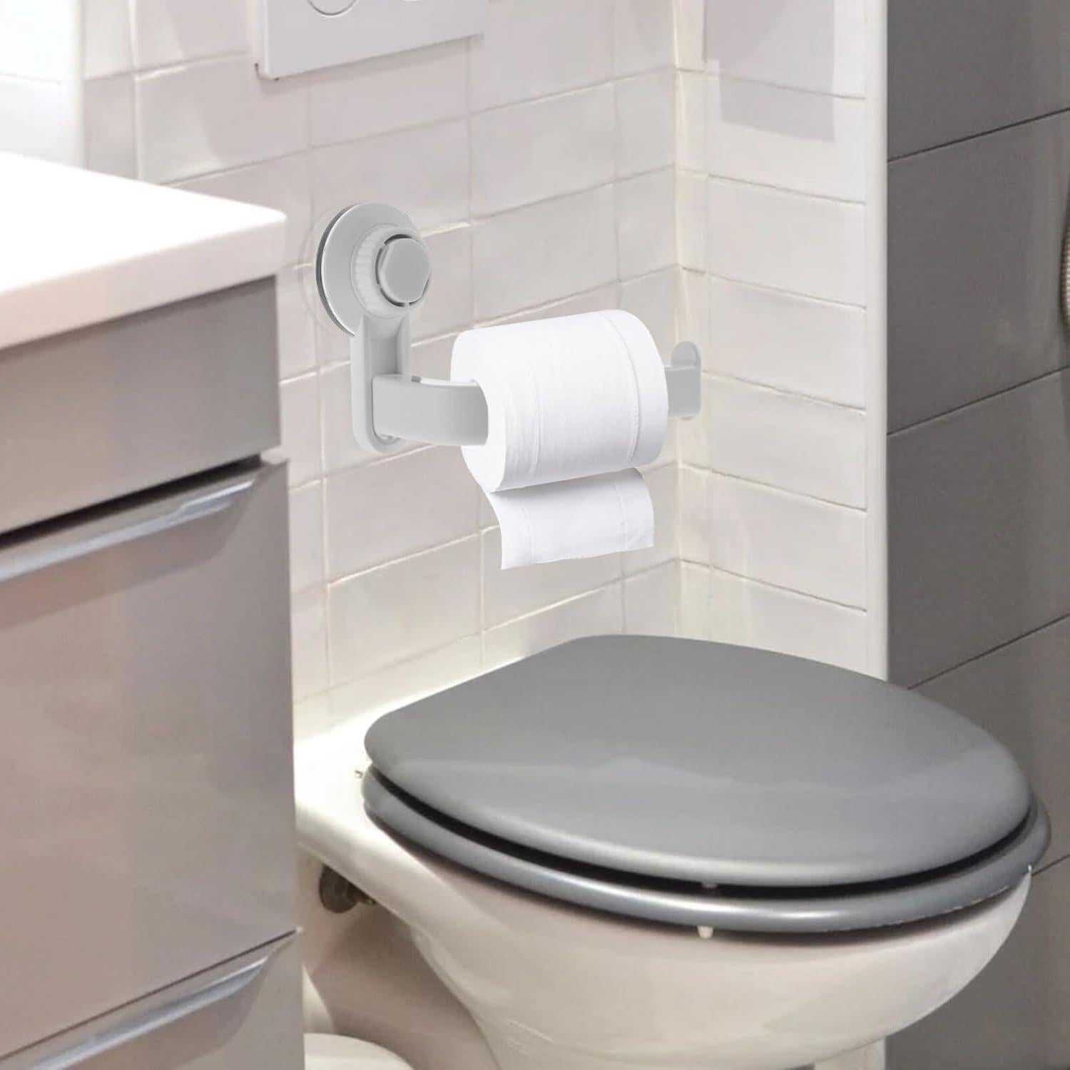 Soporte de Papel Higiénico de Ventosa Operitacx Blanco ABS