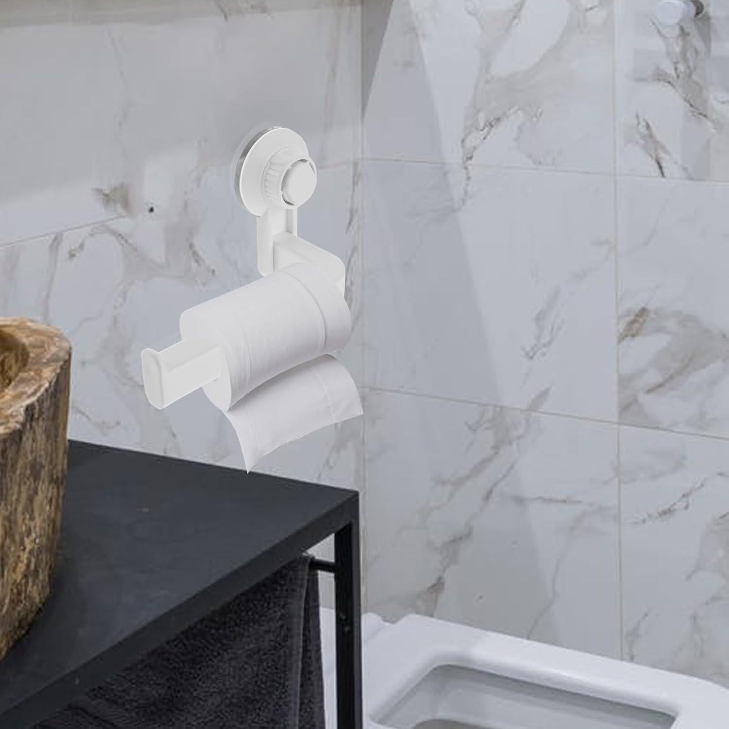 Soporte de Papel Higiénico de Ventosa Operitacx Blanco ABS