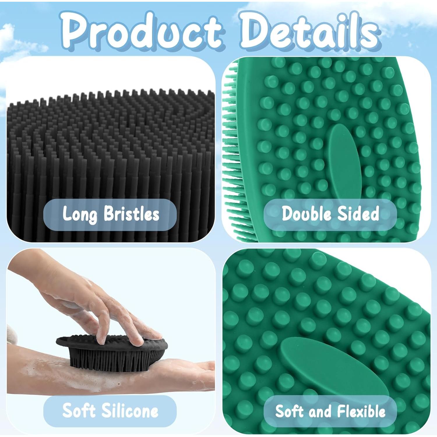 Exfoliante de Cuerpo de Silicona iDTogAoE 2PCS Negro y Verde