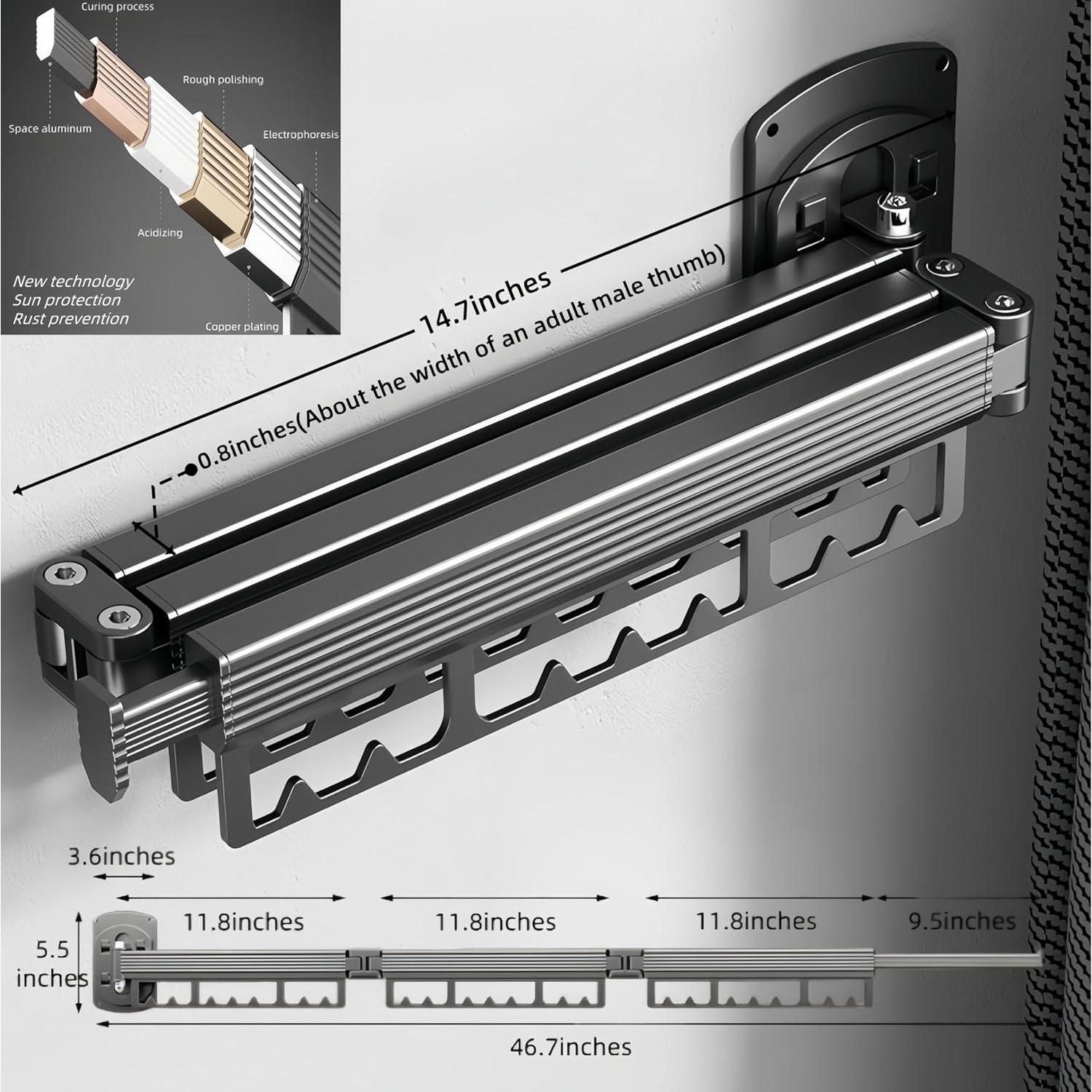 Estante de Secado Plegable Puixieom Gris 36.3 kg Montaje Pared