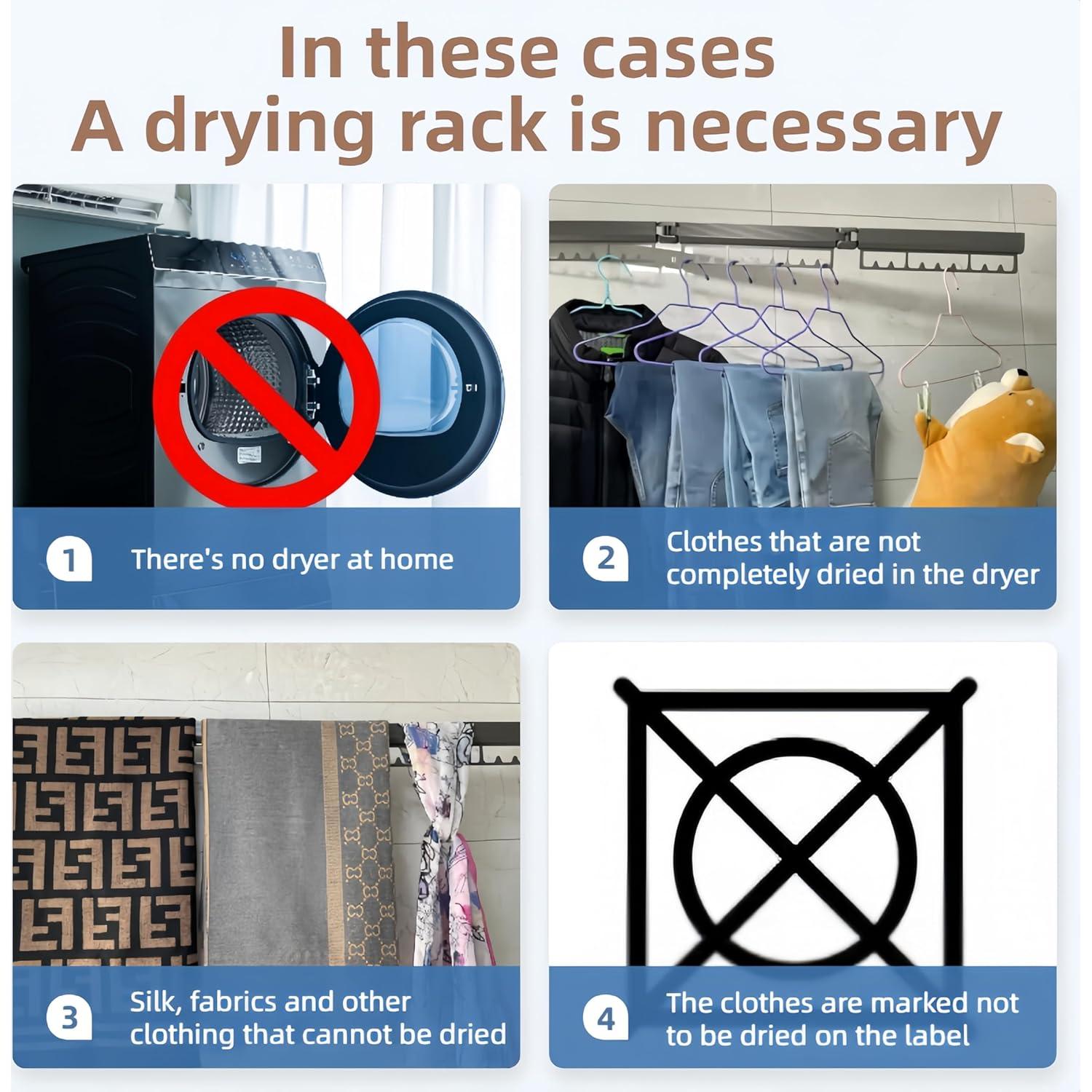 Estante de Secado Plegable Puixieom Gris 36.3 kg Montaje Pared