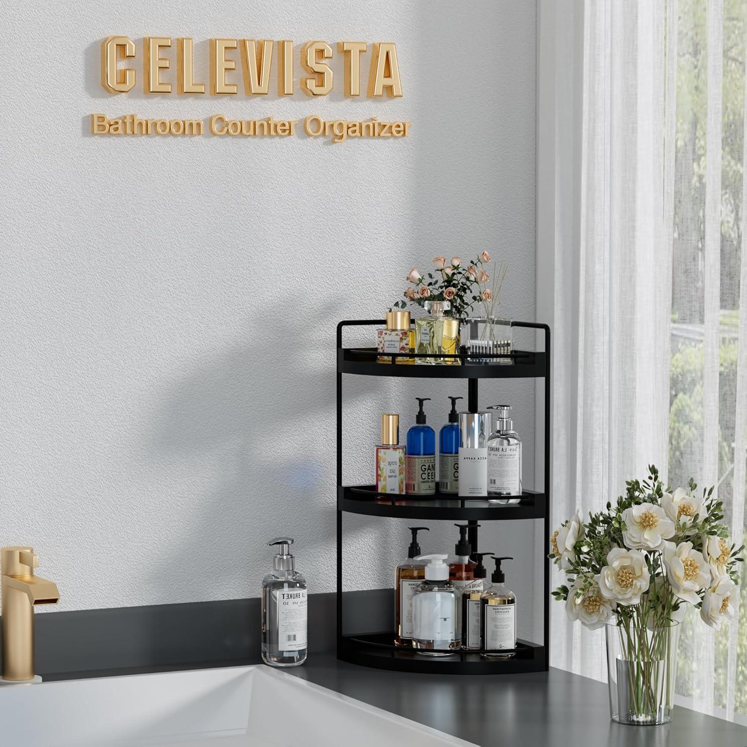 Organizador de Esquina para Baño CeleVista CT3-B 3 Niveles Negro