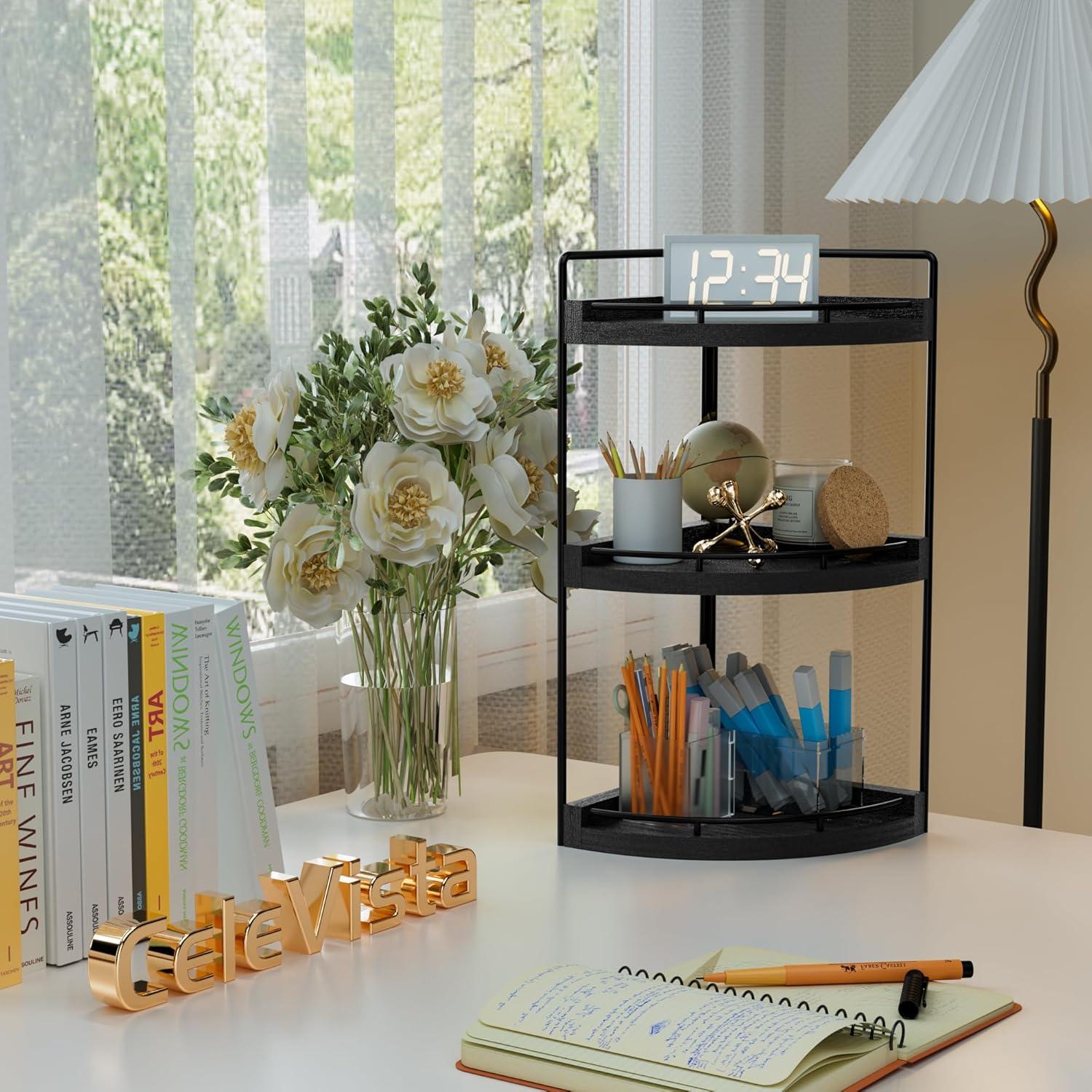 Organizador de Esquina para Baño CeleVista CT3-B 3 Niveles Negro