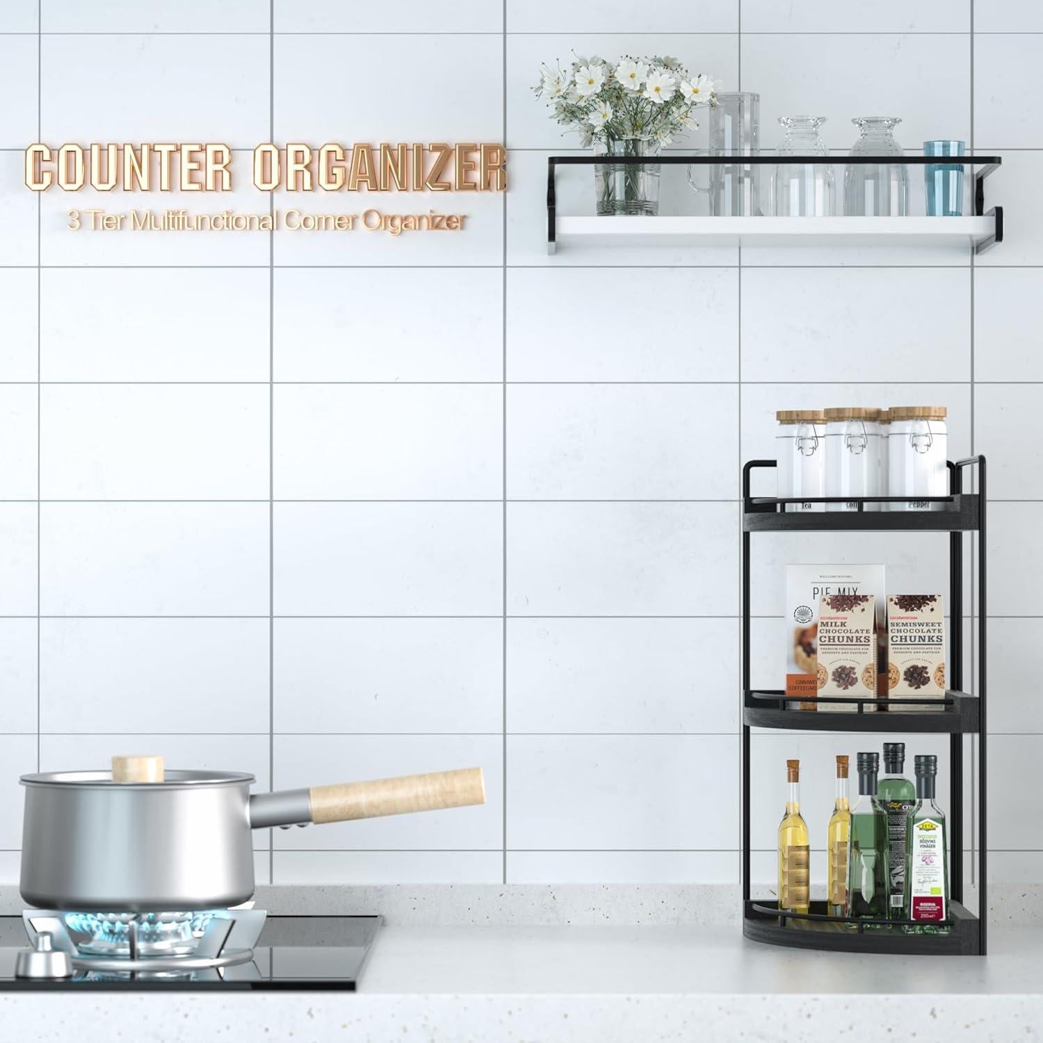 Organizador de Esquina para Baño CeleVista CT3-B 3 Niveles Negro