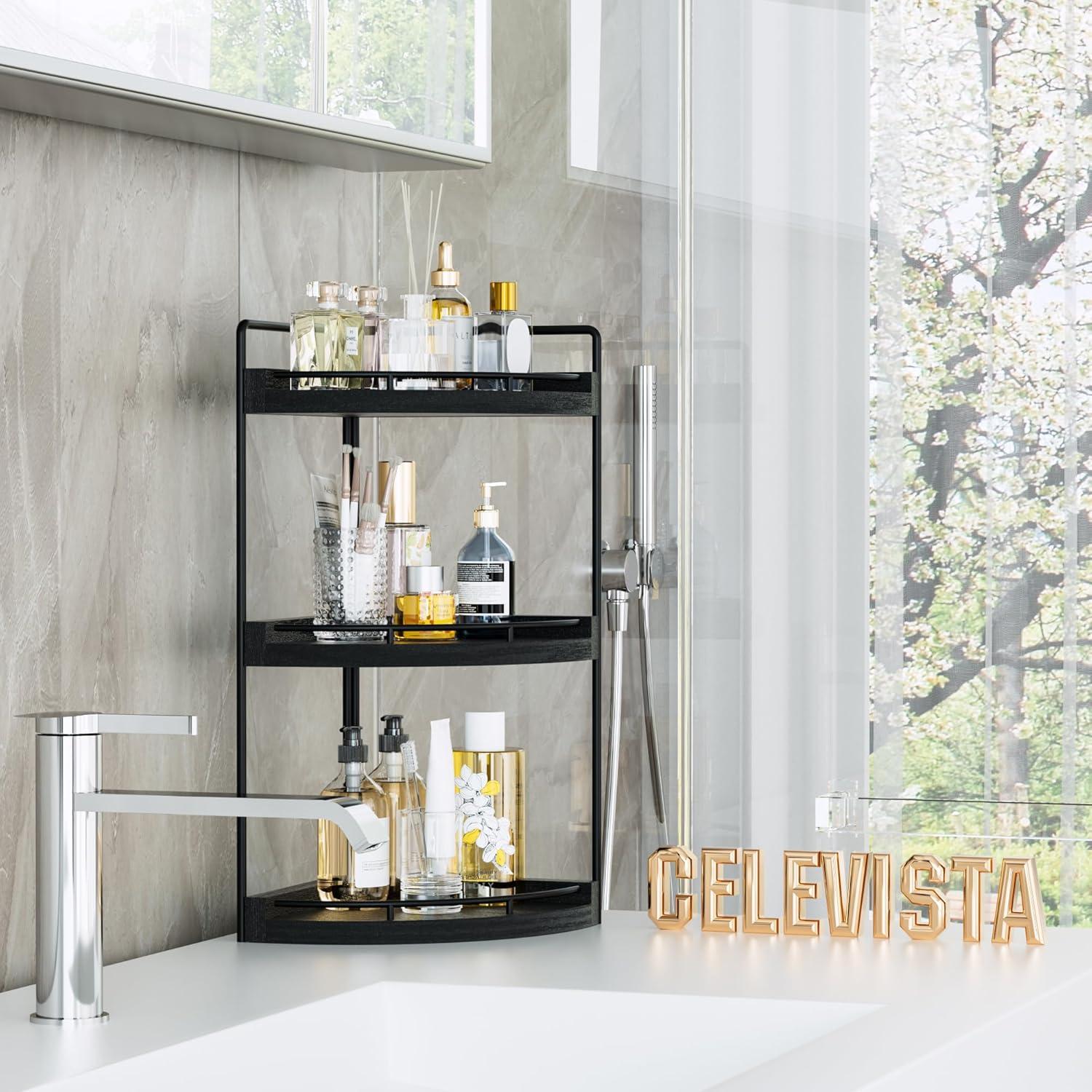 Organizador de Esquina para Baño CeleVista CT3-B 3 Niveles Negro
