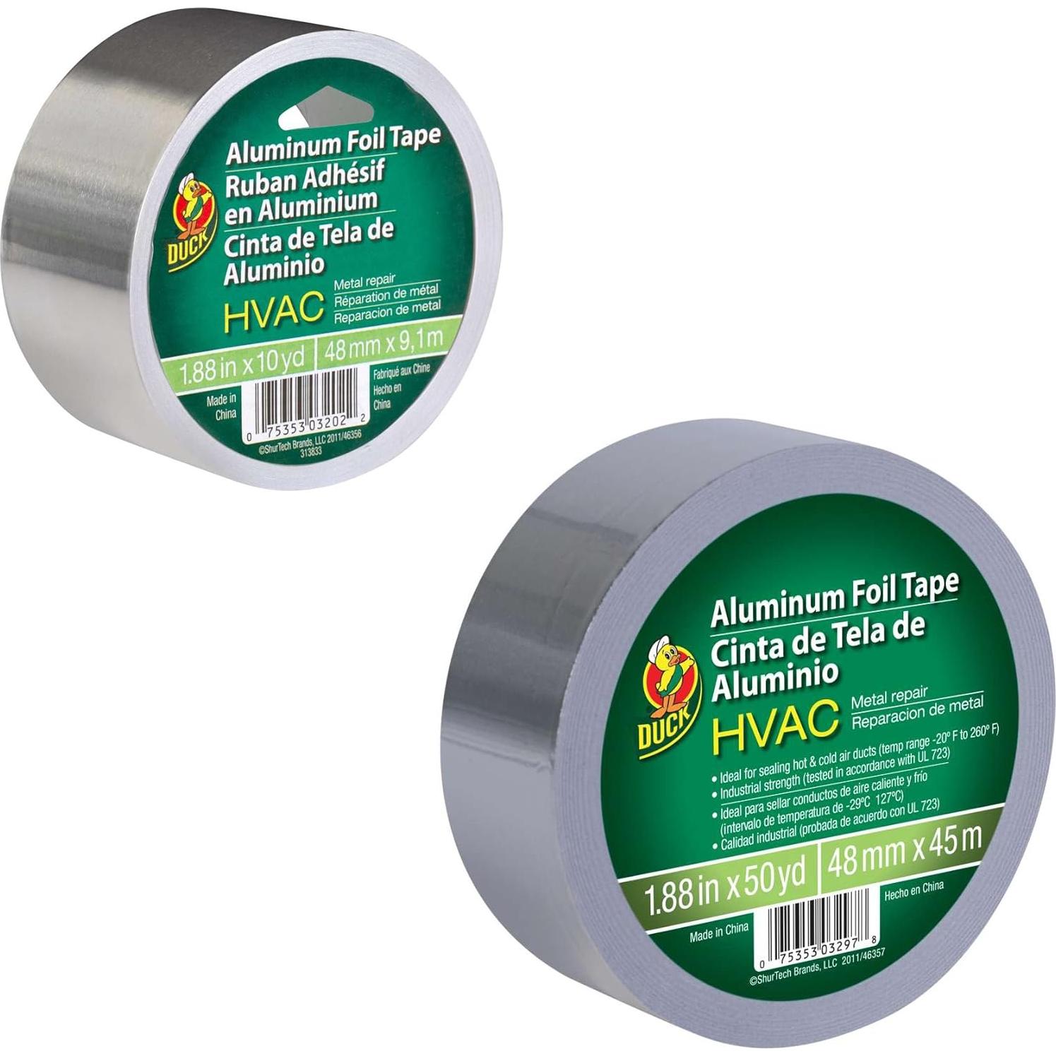 Cinta de Aluminio Duck 1.88" x 9.14 m para HVAC Plata