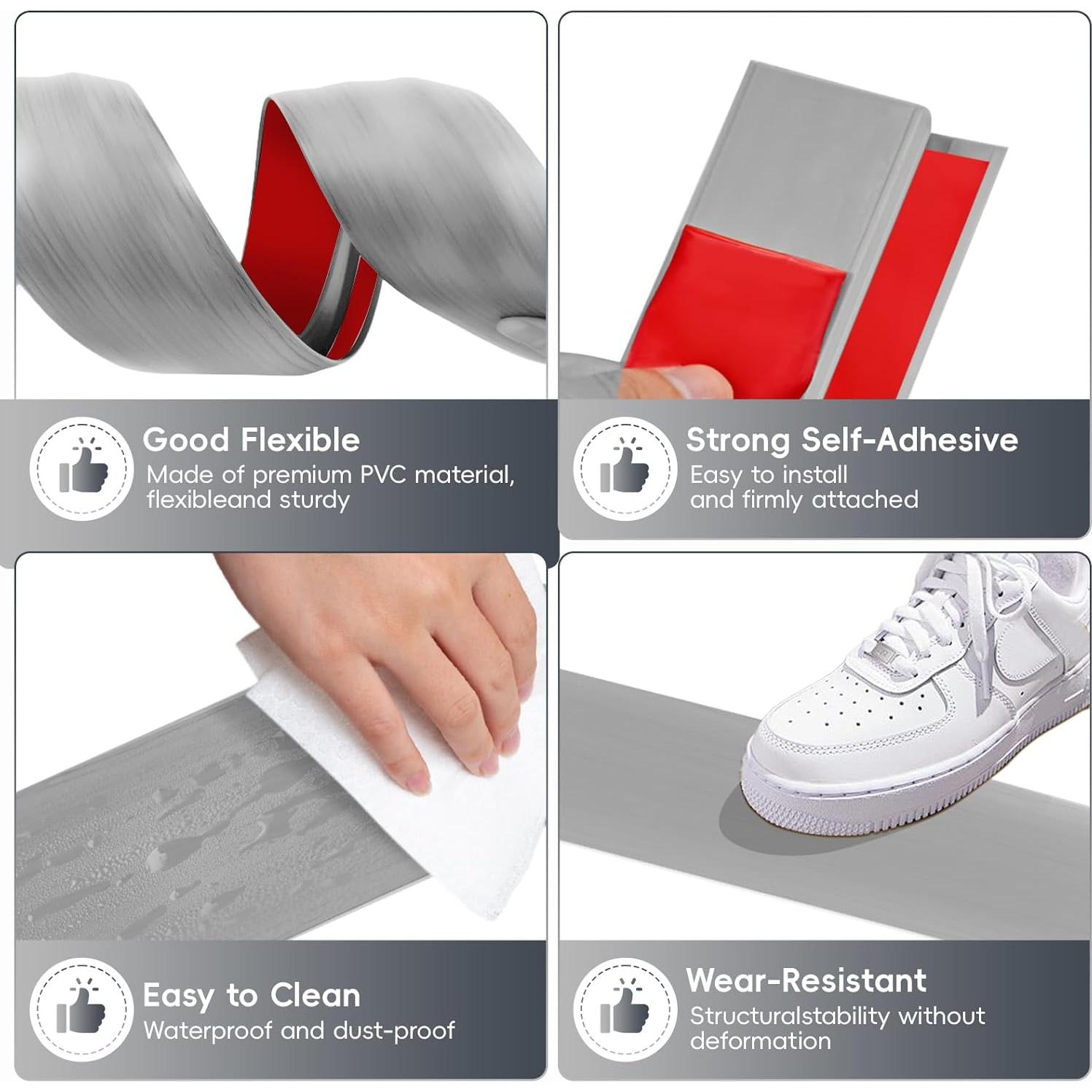 Umbral de transición de vinilo autoadhesivo EaseInstall 182.88 cm Gris