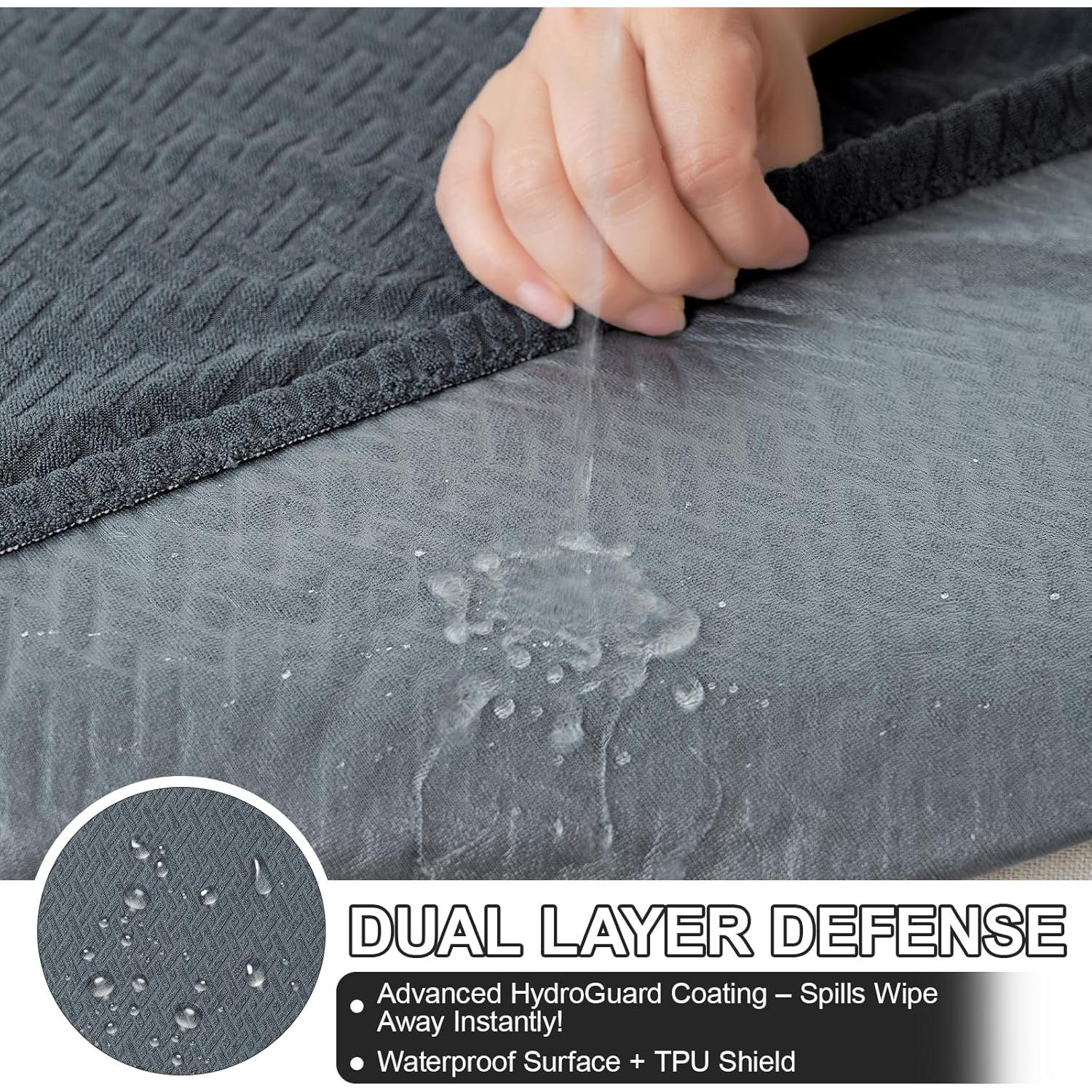 Funda de Sofá Impermeable Warmstar 1 Chaise Gris Oscuro