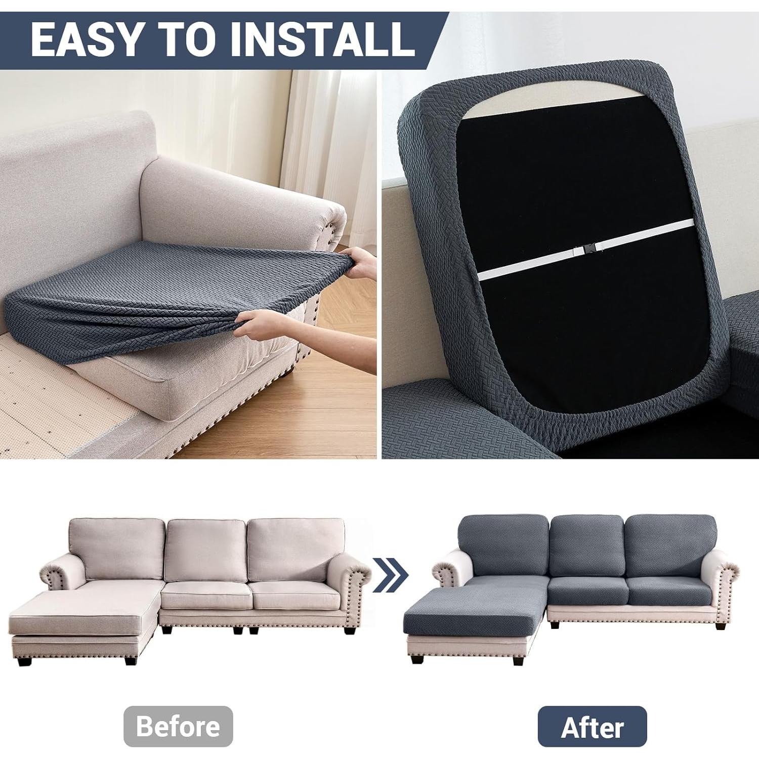 Funda de Sofá Impermeable Warmstar 1 Chaise Gris Oscuro