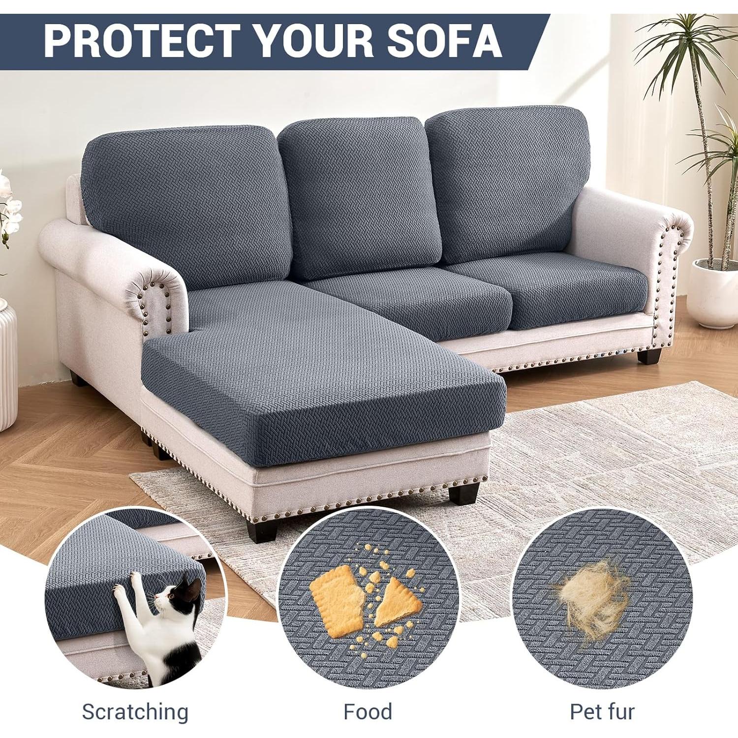 Funda de Sofá Impermeable Warmstar 1 Chaise Gris Oscuro