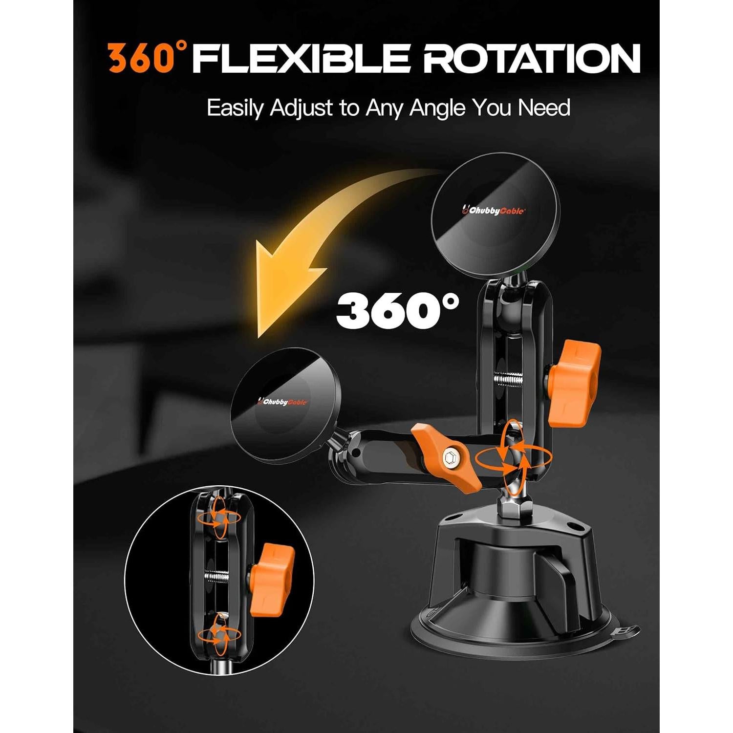 Soporte Magnético para Teléfono Chubbycable Naranja 360° Ajustable