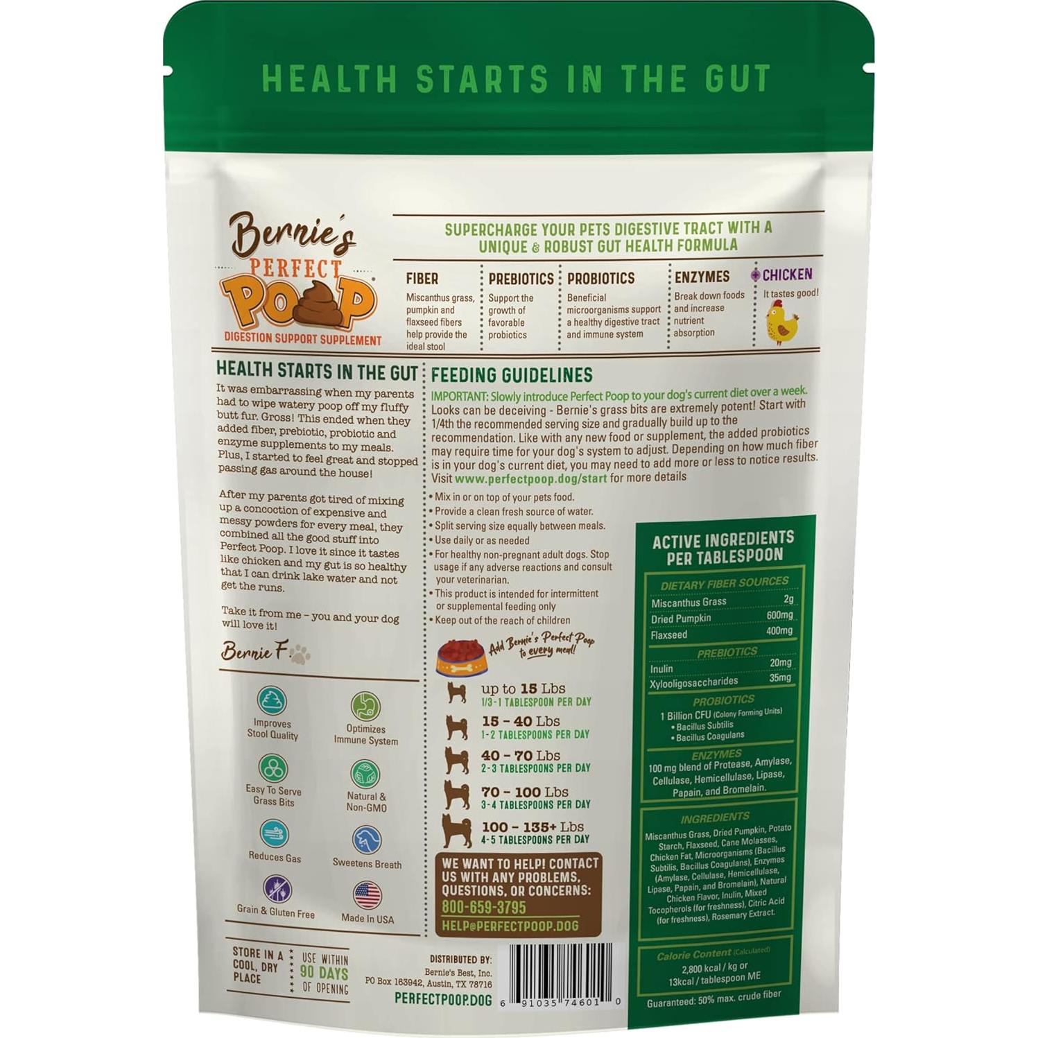 Suplemento Digestivo para Perros Bernie 240g - Fibra y Probioticos