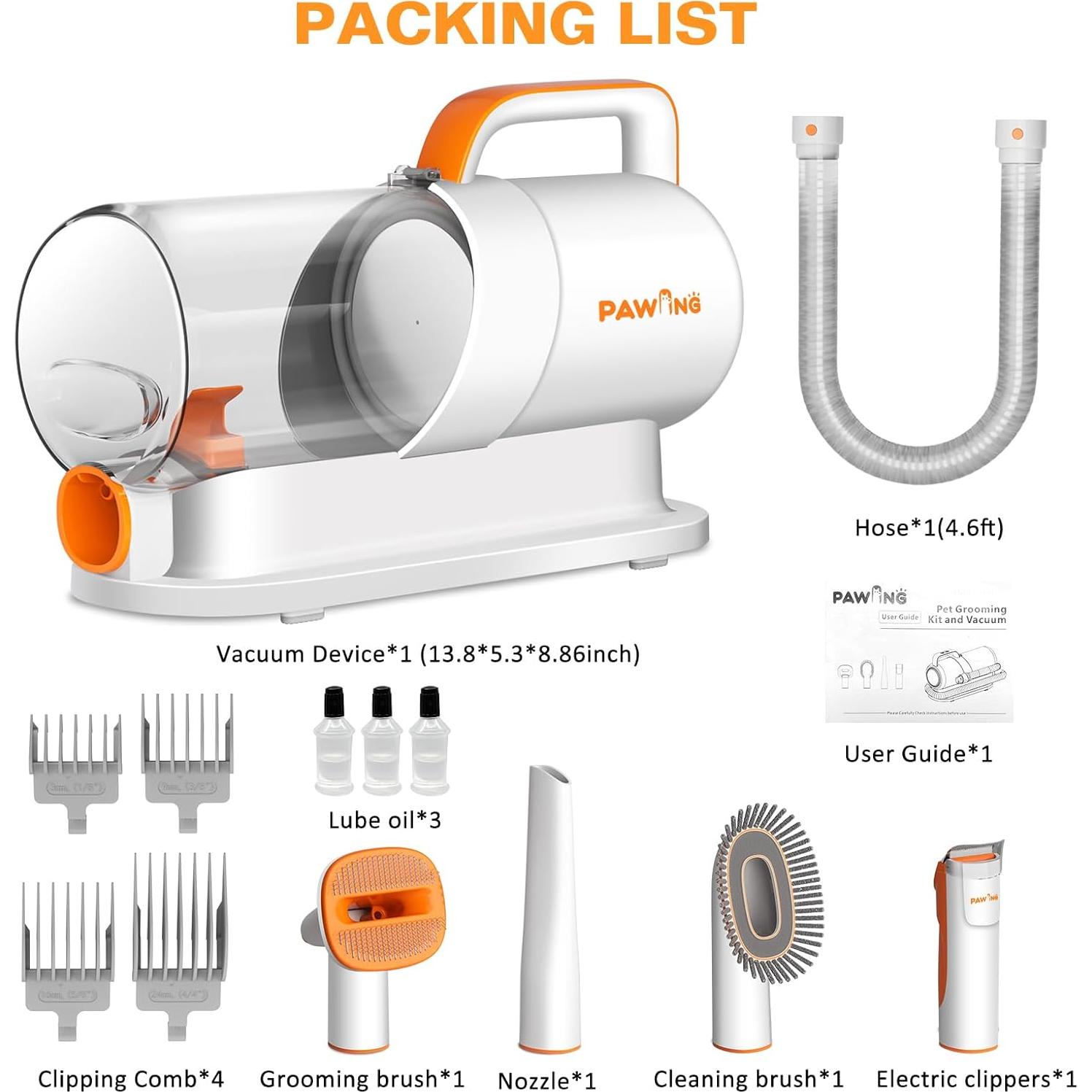 Kit de Aseo para Mascotas PAWING 4 en 1 con Aspiradora 2L