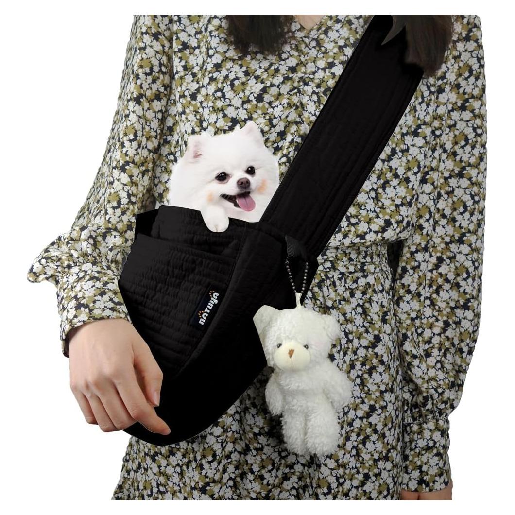 Bandolera para Perros Pequeños NATUYA Negra Lona Ajustable