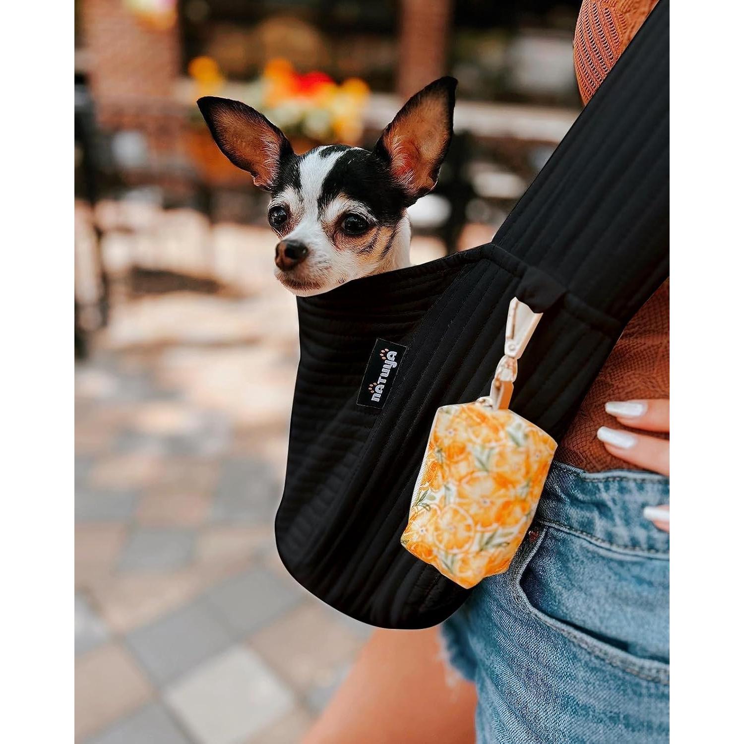 Bandolera para Perros Pequeños NATUYA Negra Lona Ajustable