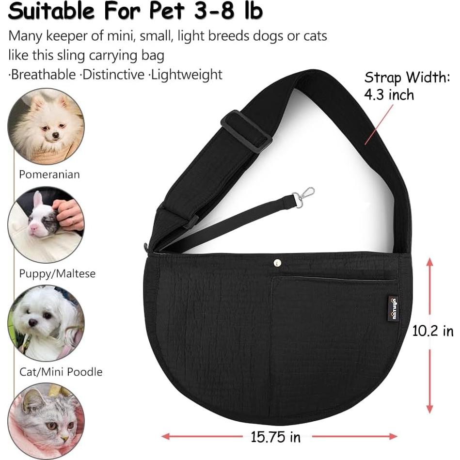 Bandolera para Perros Pequeños NATUYA Negra Lona Ajustable