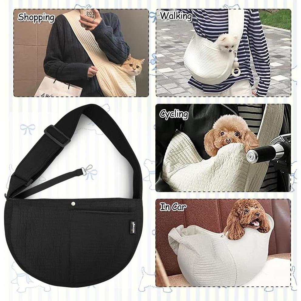 Bandolera para Perros Pequeños NATUYA Negra Lona Ajustable