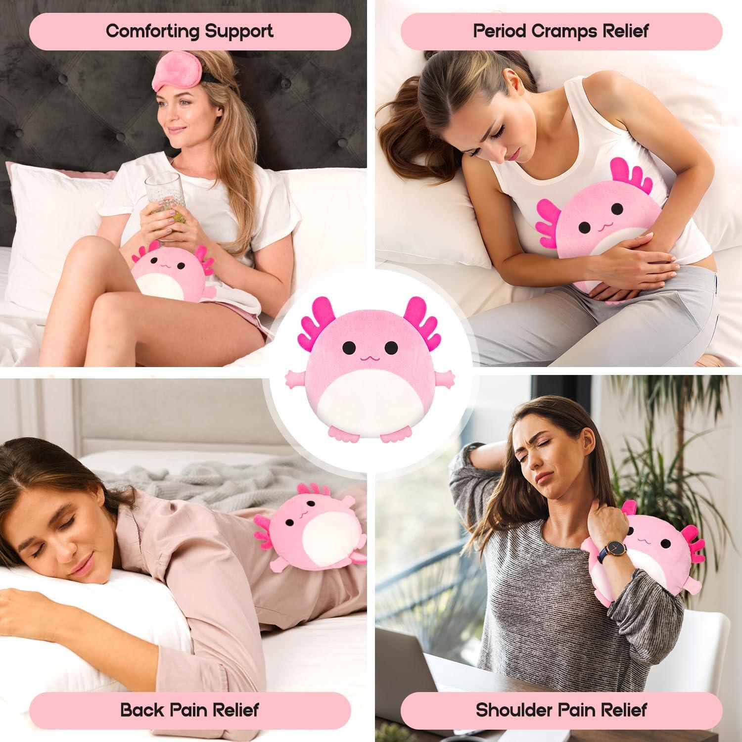 Almohadilla Térmica Axolotl Rosa MewMix 25.4x25.4cm Alivio Dolor