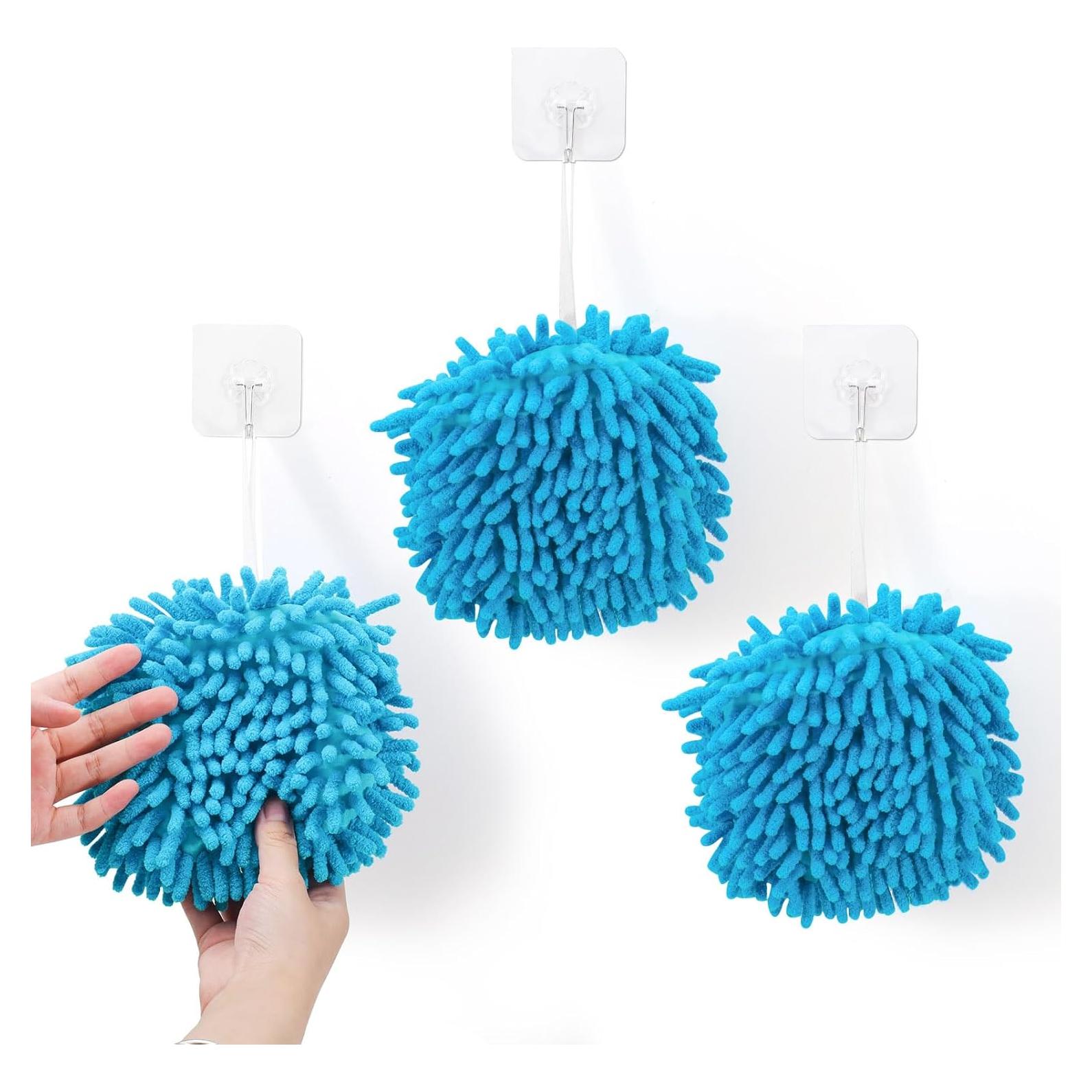 Set de 3 Toallas de Mano Peludas Bagentry con Ganchos Adhesivos