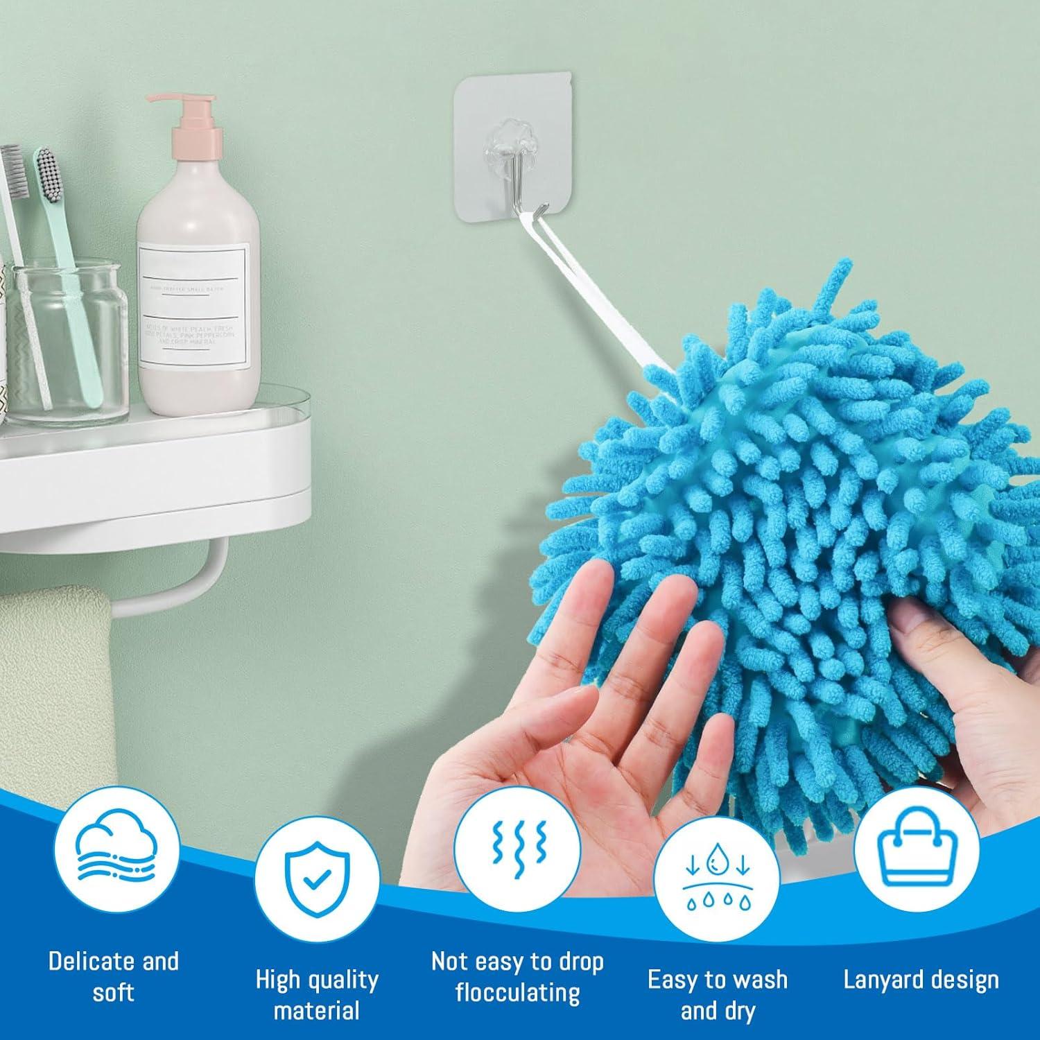 Set de 3 Toallas de Mano Peludas Bagentry con Ganchos Adhesivos