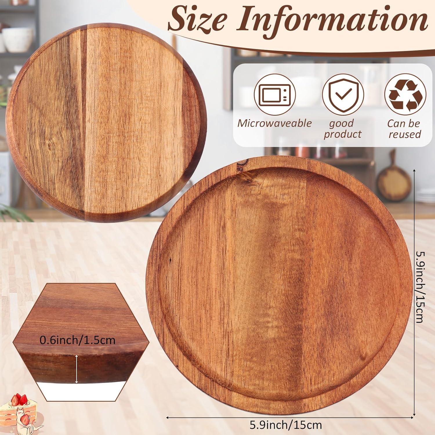 Juego de 16 Platos de Madera de Acacia Dandat 15 cm Redondos