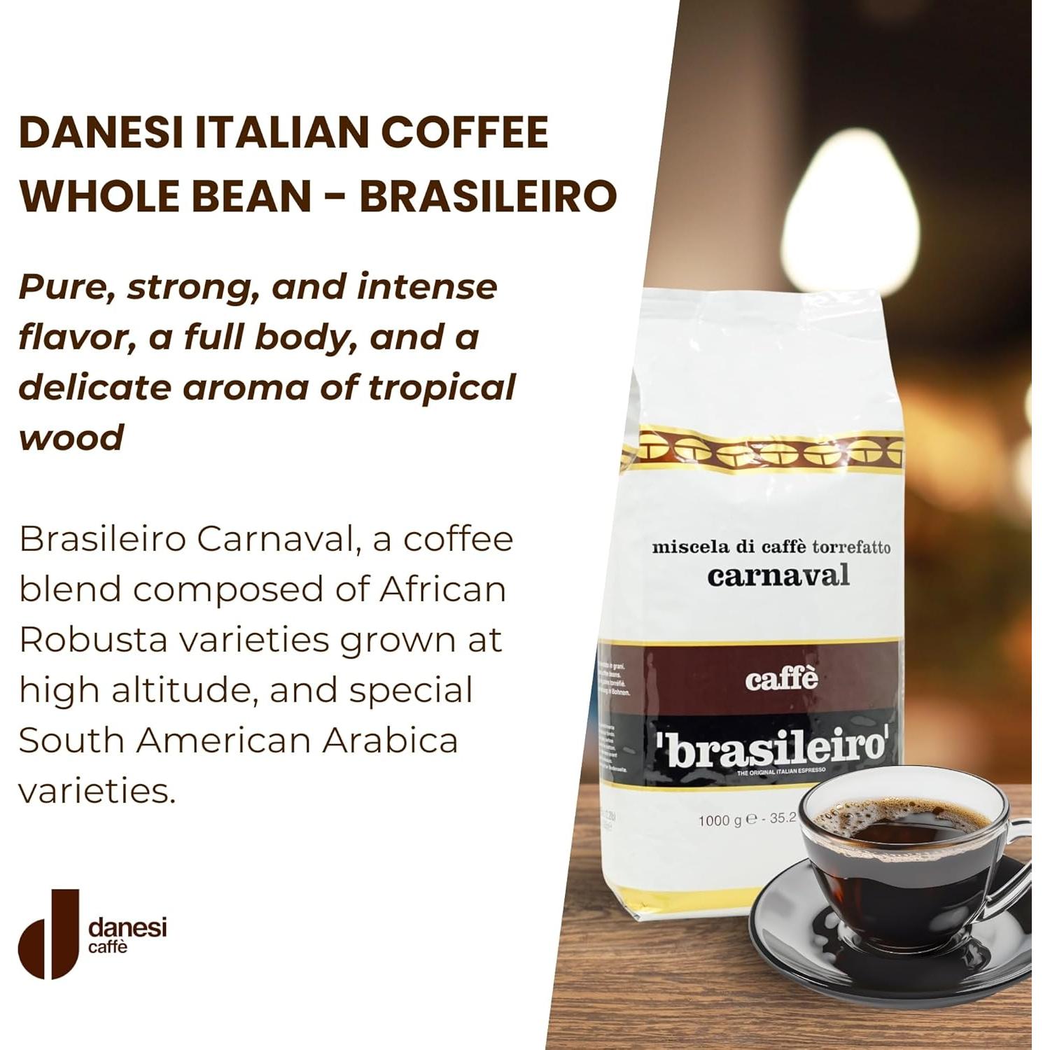 Granos de Café Espresso Danesi Brasileiro - 1 kg Tostado Medio