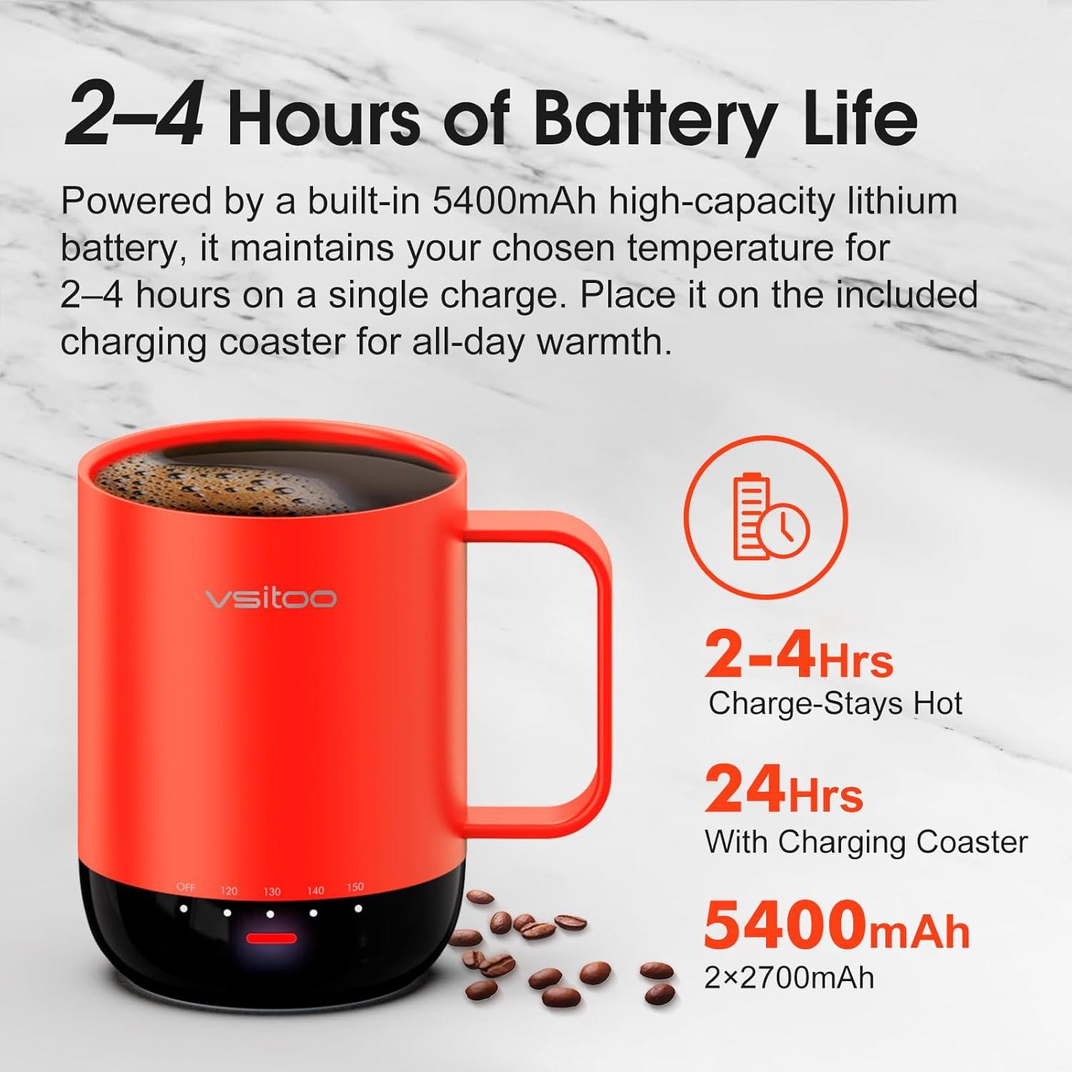 Taza Inteligente Autocalentable VSITOO S3 Pro 414 ml Rojo