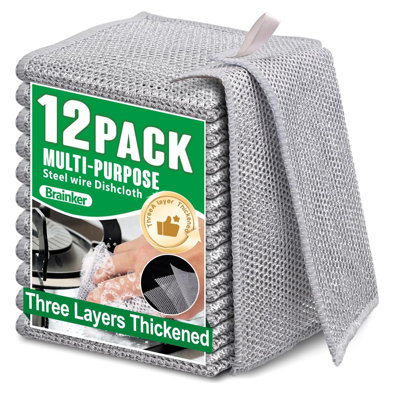 Paño de Cocina Reutilizable BrainKer 12 Pcs 3 Capas Sin Rayones