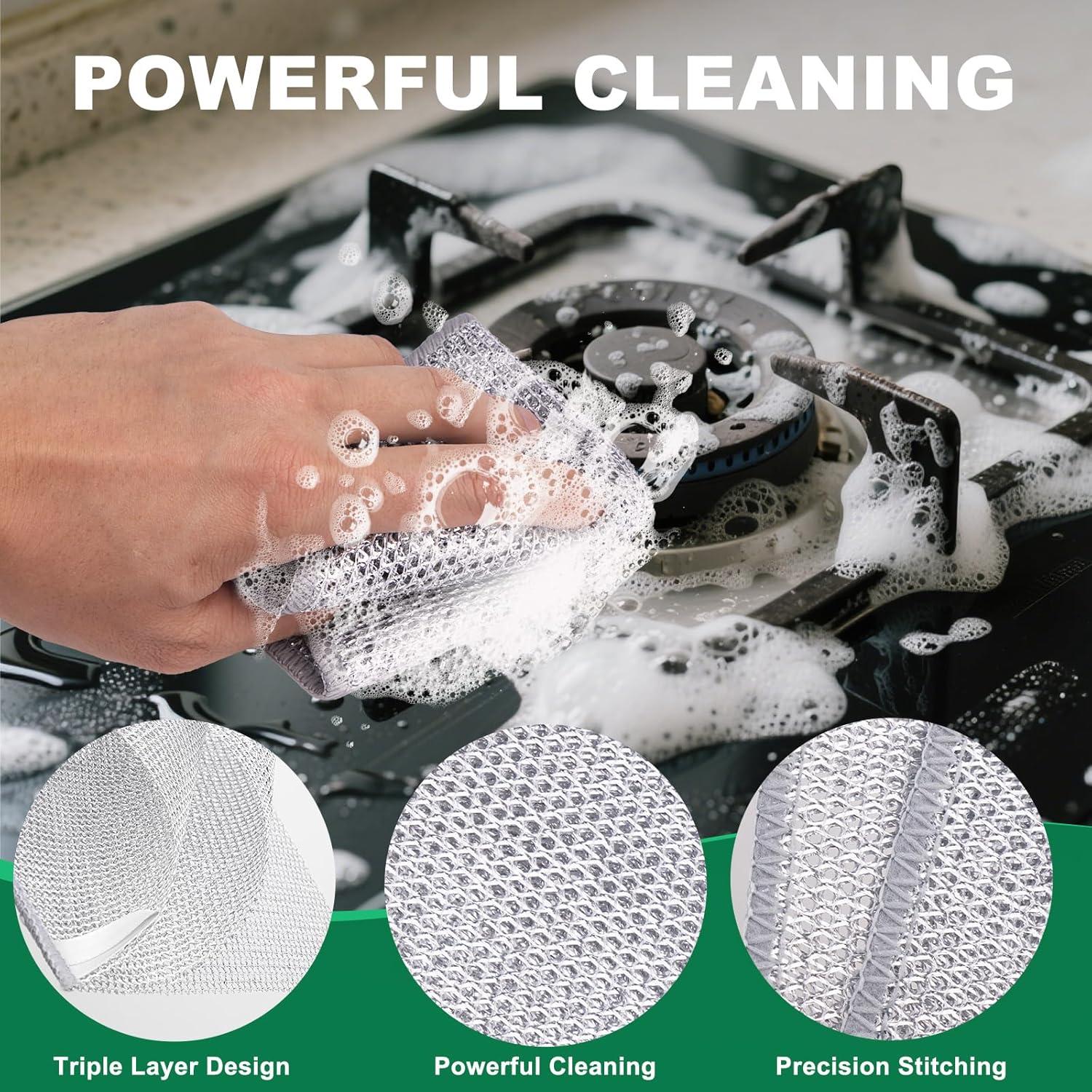 Paño de Cocina Reutilizable BrainKer 12 Pcs 3 Capas Sin Rayones