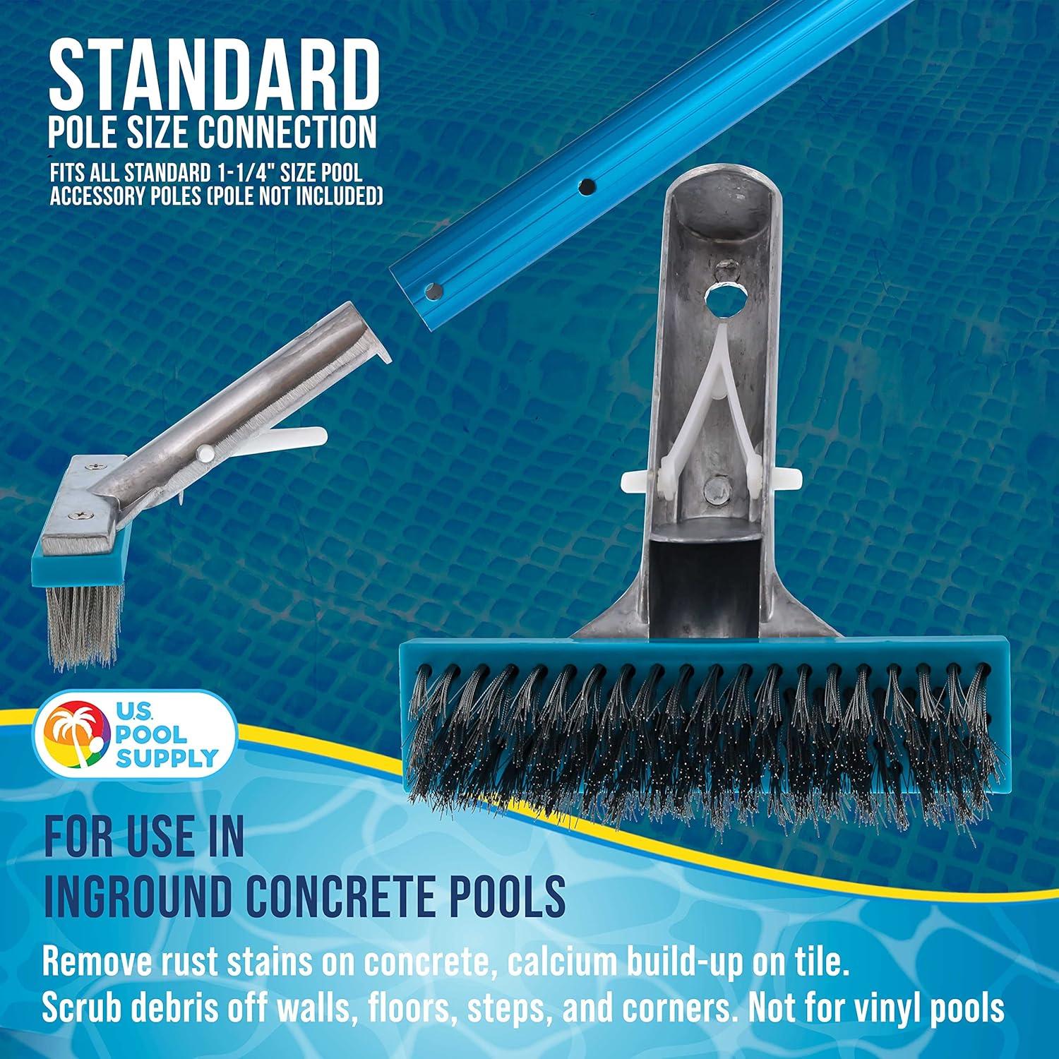 Cepillo de piscina U.S. Pool Supply 12.7 cm acero inoxidable