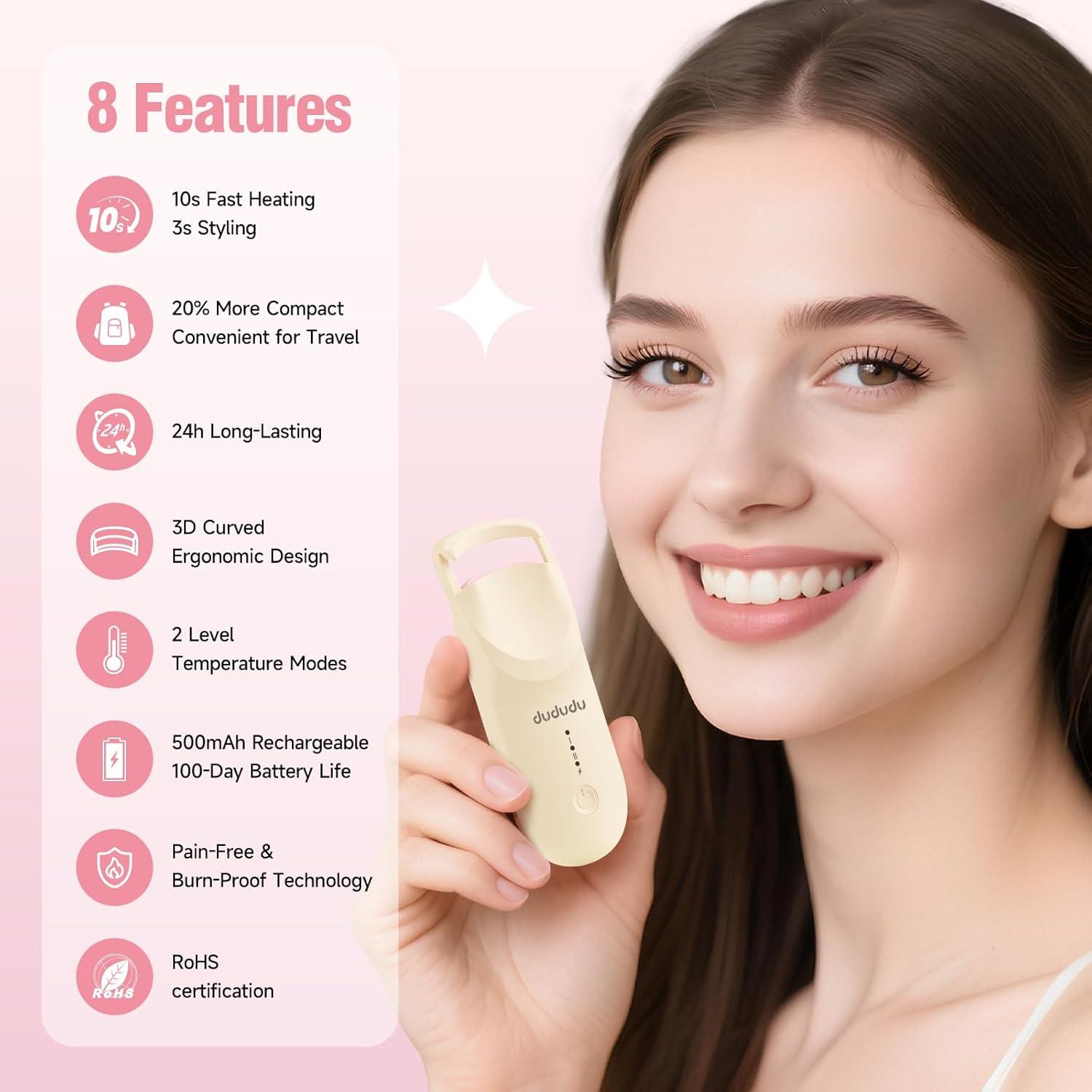 Rizador de Pestañas Calentado DUDUDU Mini Portátil 4.3"