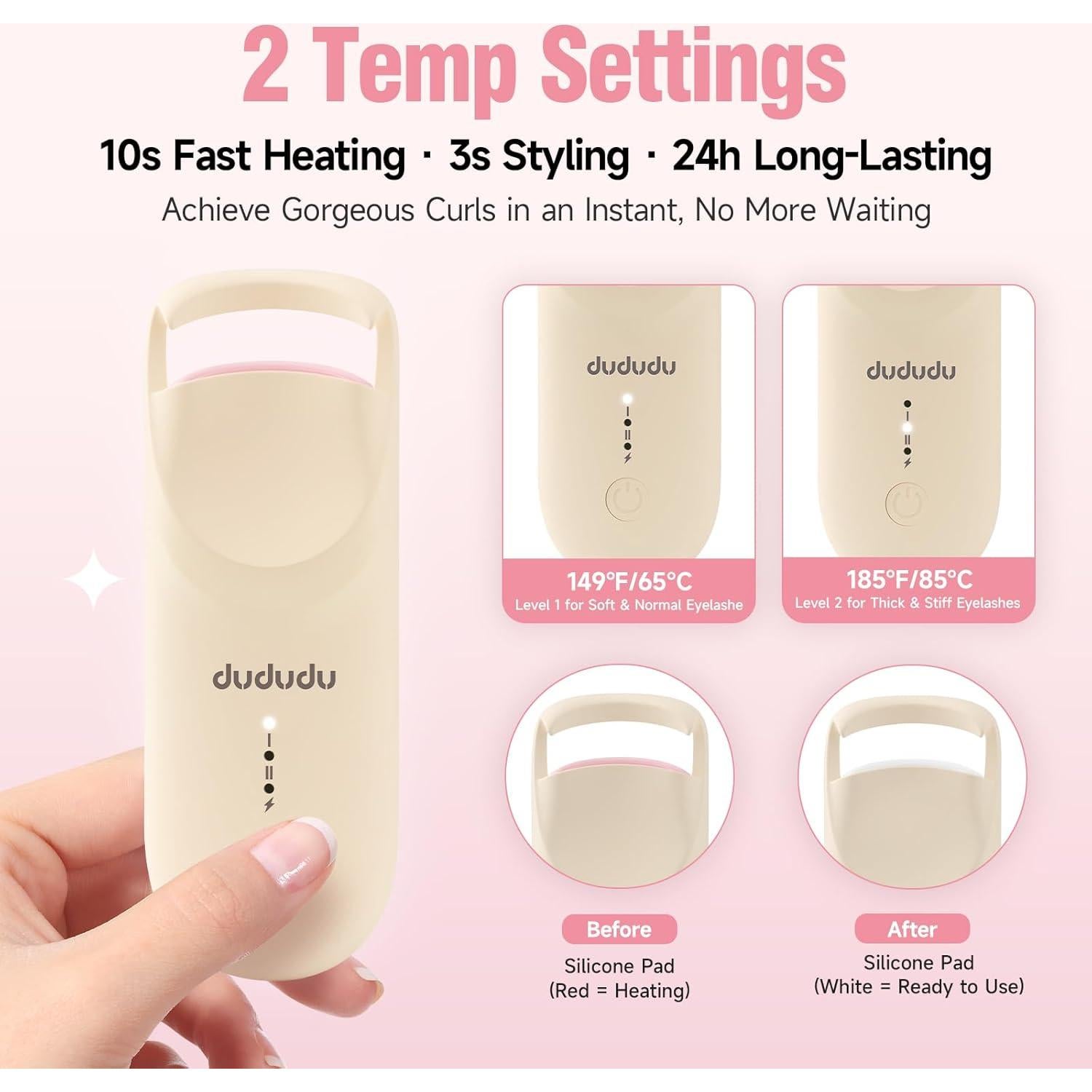 Rizador de Pestañas Calentado DUDUDU Mini Portátil 4.3"
