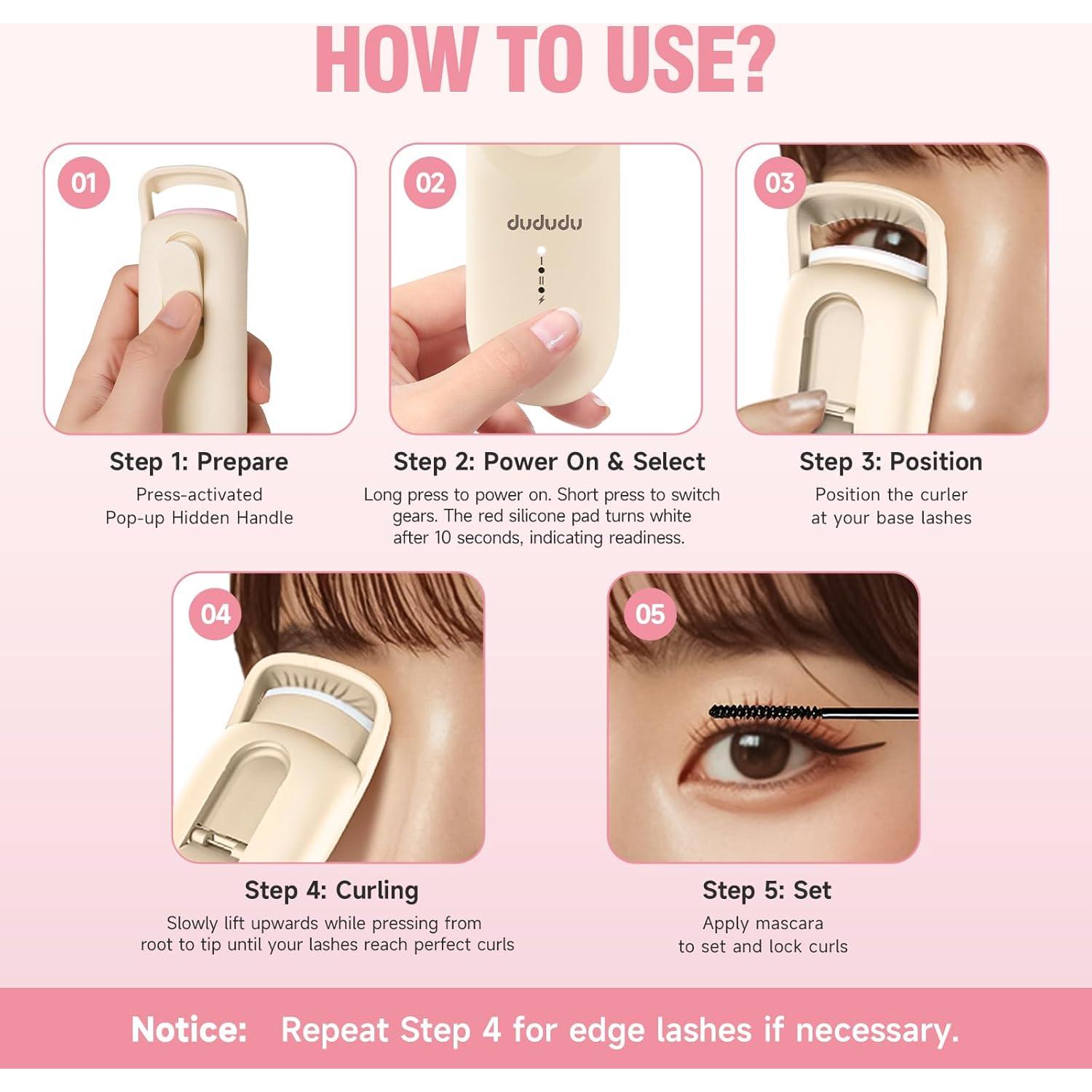 Rizador de Pestañas Calentado DUDUDU Mini Portátil 4.3"