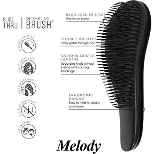 Cepillo Desenredante Melody Wig Negro para Todo Tipo de Cabello