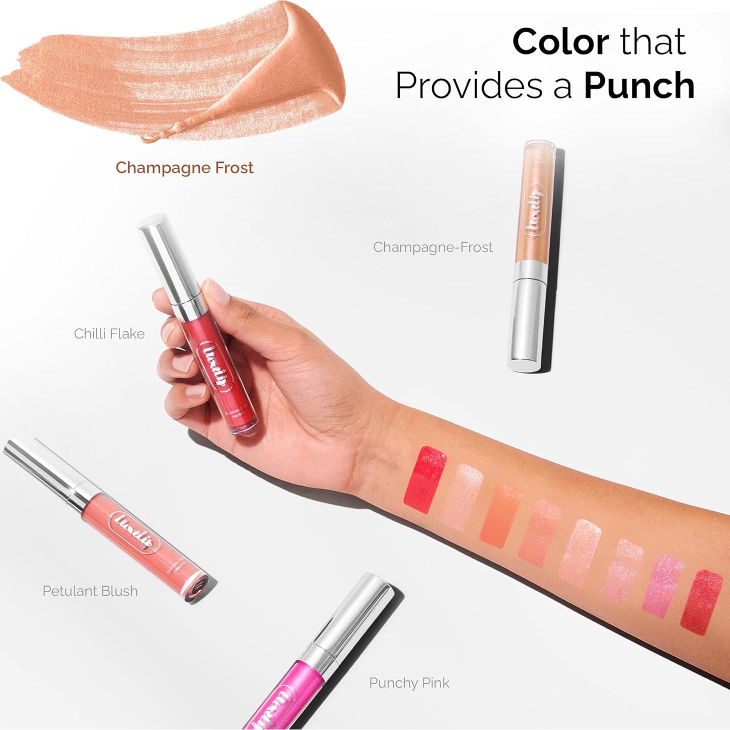 Brillo Labial LuxeLip™ Mate Hidratante 8ml Champán Escarchado