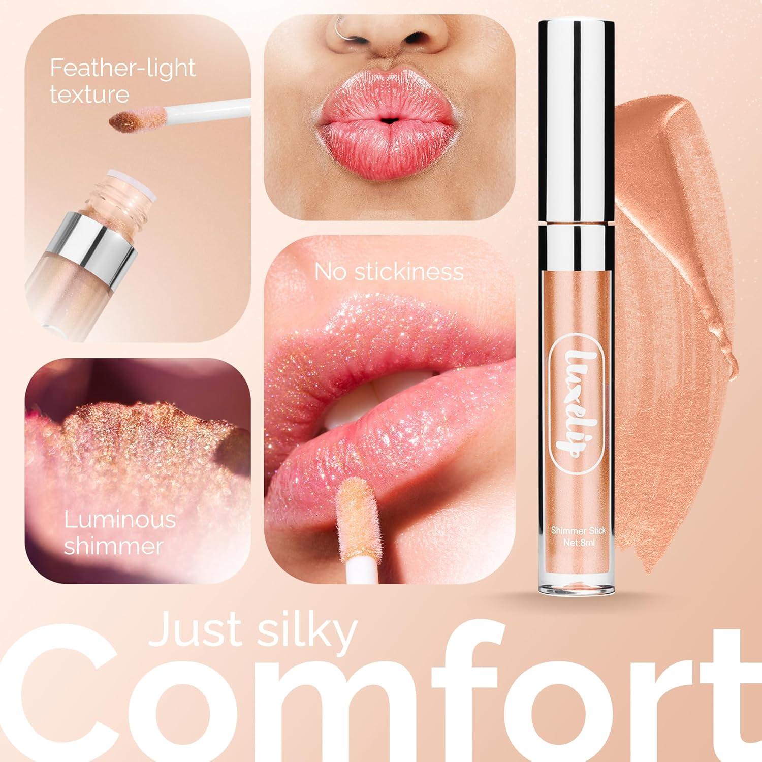 Brillo Labial LuxeLip™ Mate Hidratante 8ml Champán Escarchado