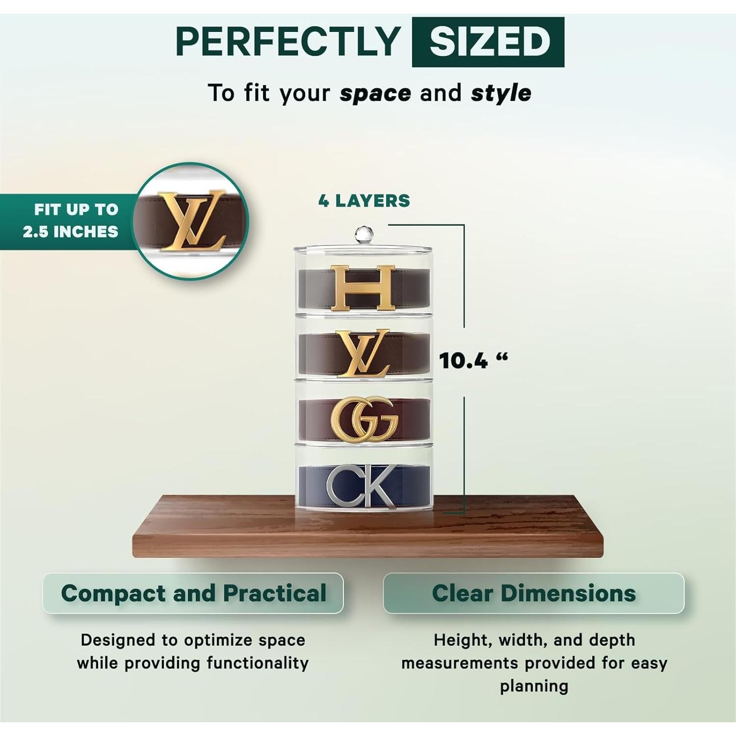 Organizador de Cinturones Acrílico STUDIO MYO 4 Capas Transparente