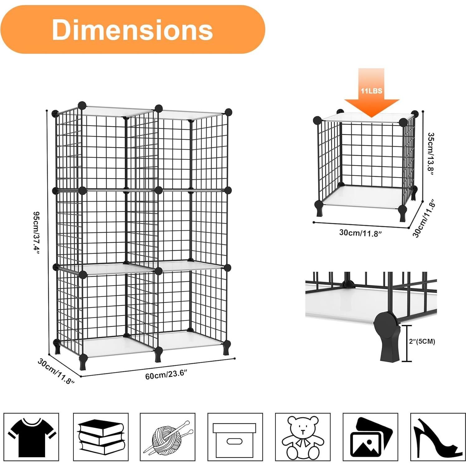Organizador de Almacenamiento AWTATOS 6 Cubos Apilables Negro