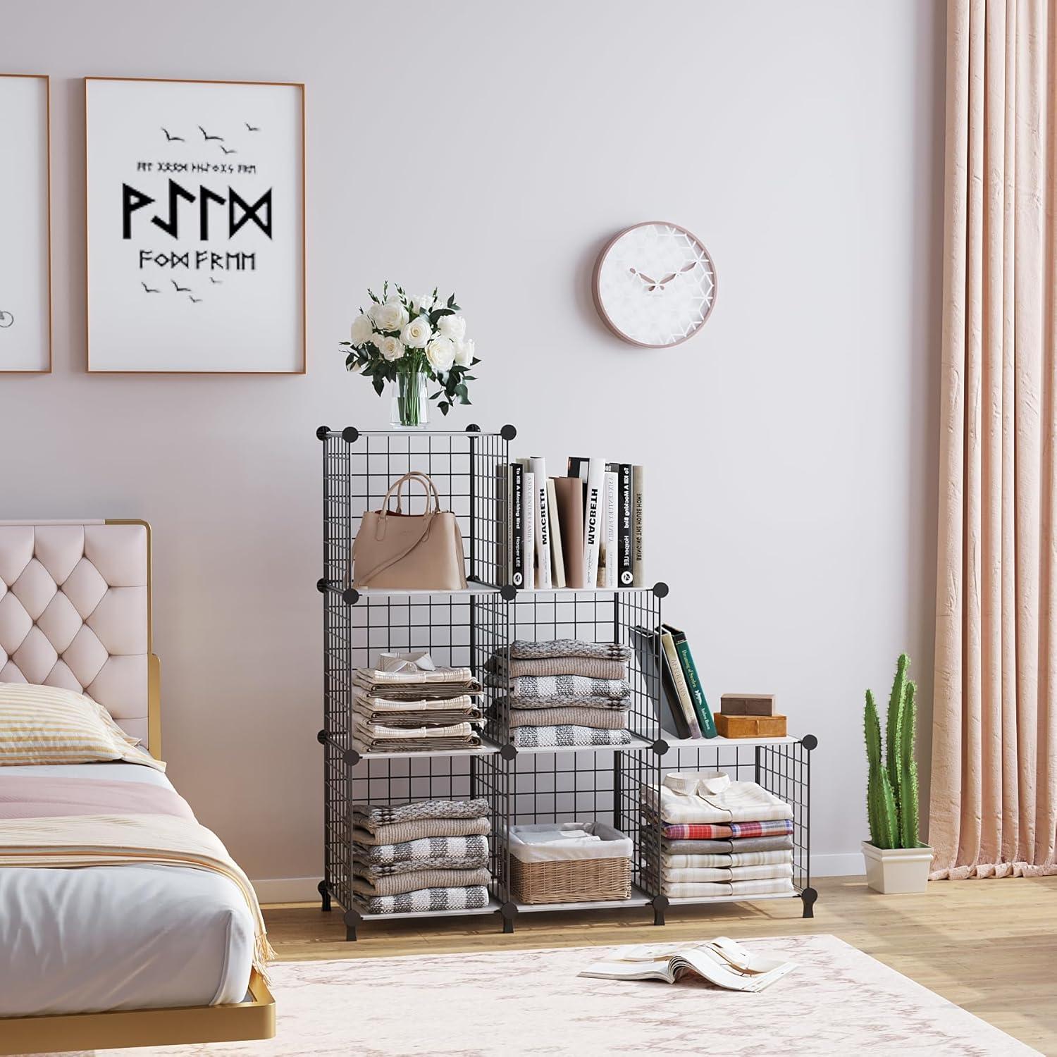 Organizador de Almacenamiento AWTATOS 6 Cubos Apilables Negro