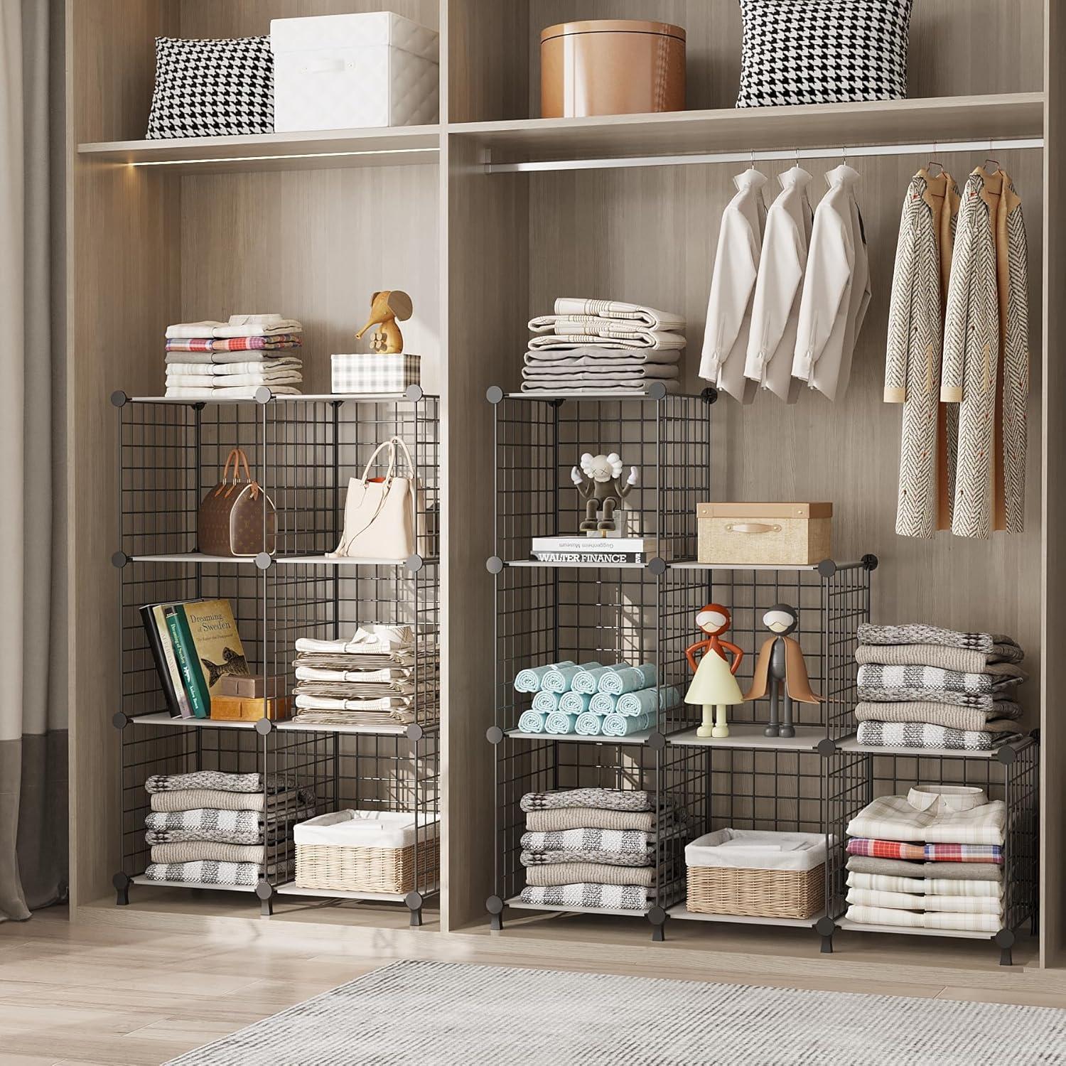 Organizador de Almacenamiento AWTATOS 6 Cubos Apilables Negro