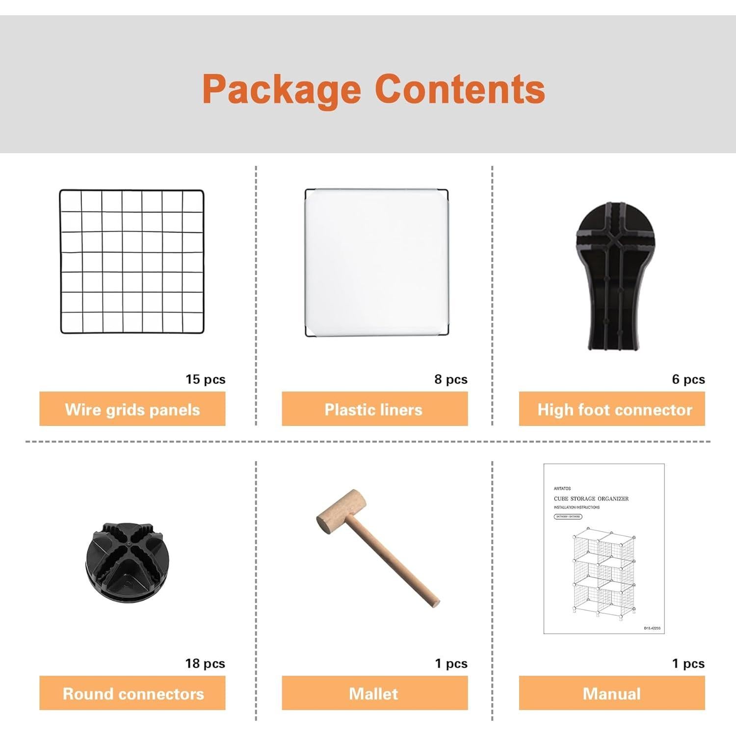 Organizador de Almacenamiento AWTATOS 6 Cubos Apilables Negro