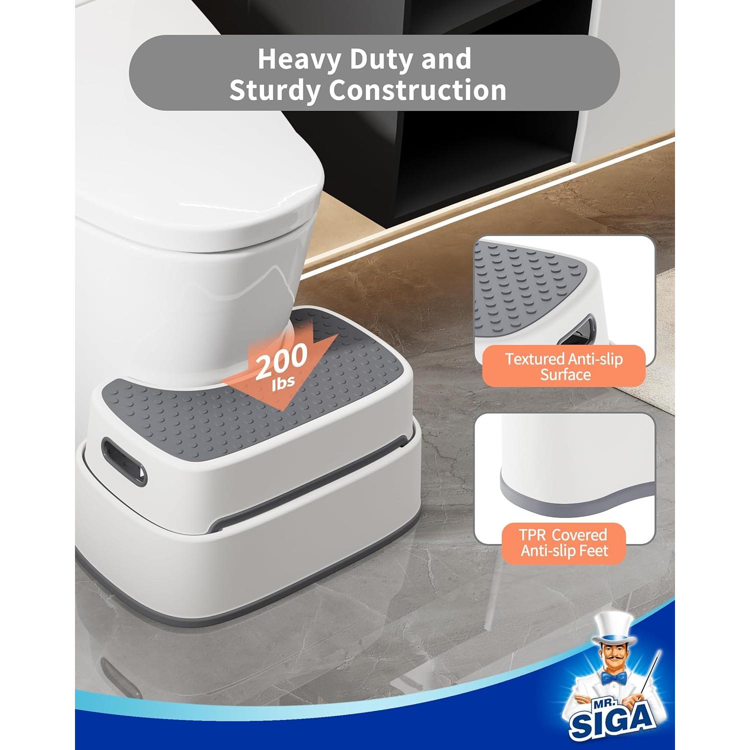 Taburete de Inodoro MR.SIGA Antideslizante 2 Escalones Gris