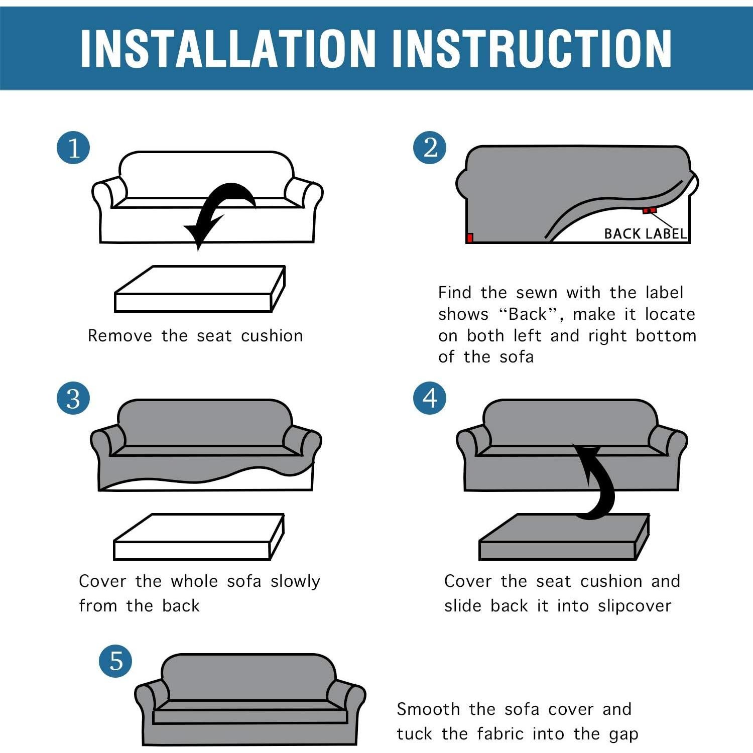 Funda de Sofá 2 Piezas H.VERSAILTEX Gris Carbón Ajuste Perfecto