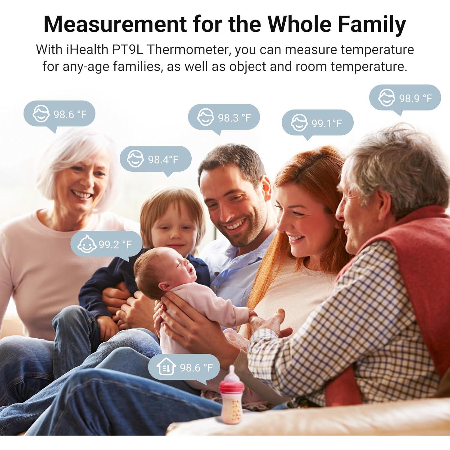 Termómetro Digital Infrarrojo iHealth PT9L 3-en-1 para Bebés y Adultos