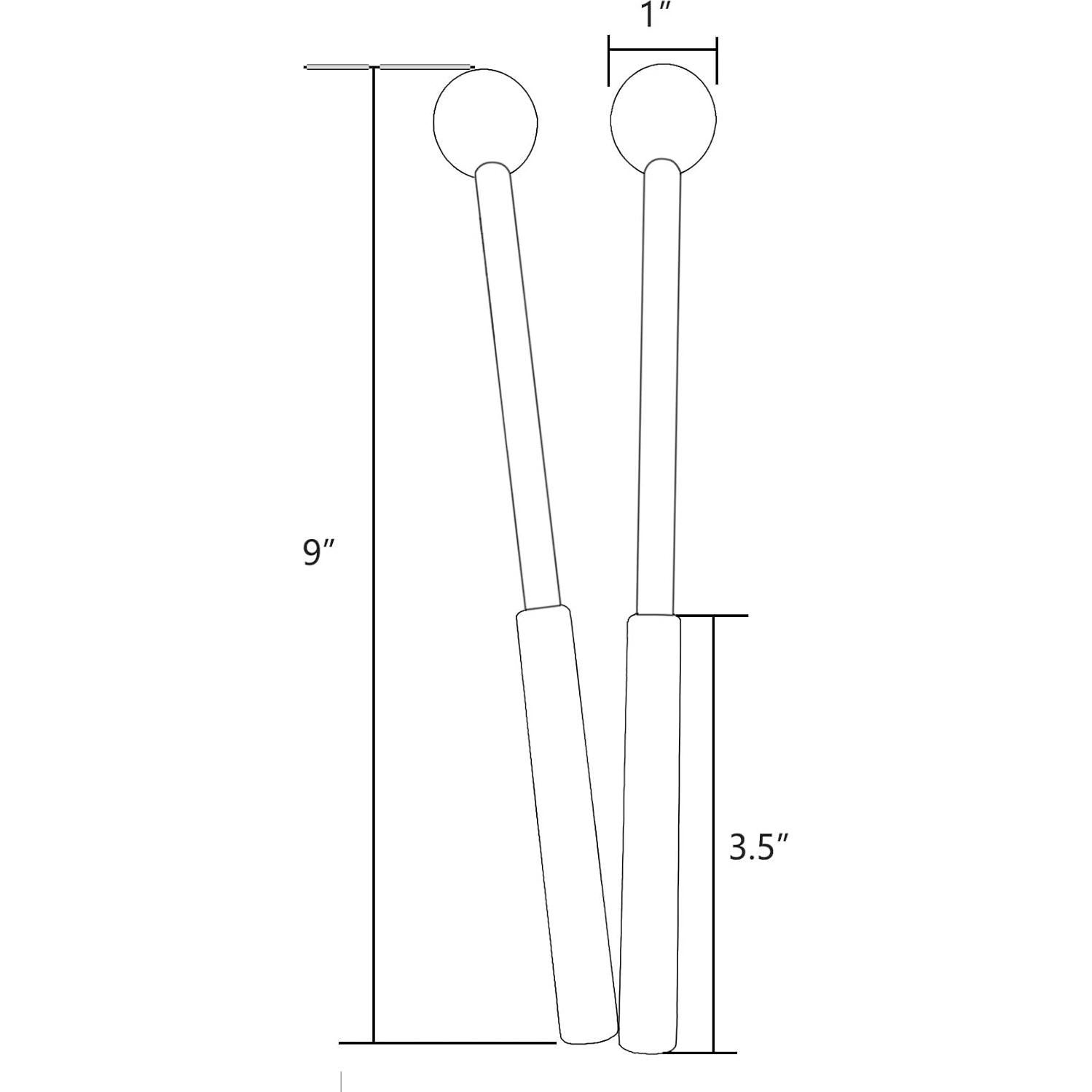 Mazas de Xilófono de Goma Negra - 23 cm - 1 Par