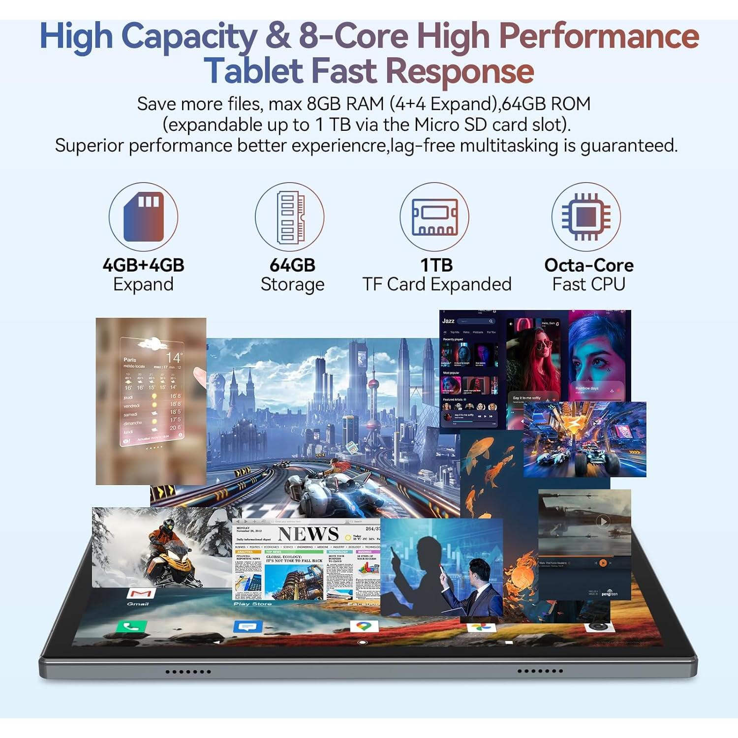 Tableta DOMATON D105 10.1" Android 14 64GB 1TB Expandible