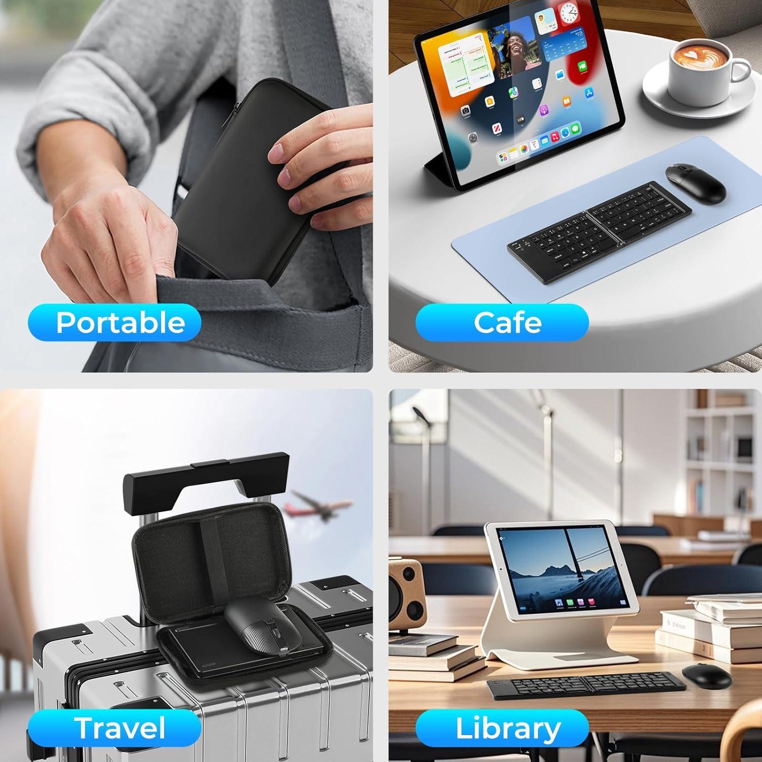 Teclado y Ratón Plegables KASING Inalámbricos USB-C Negro