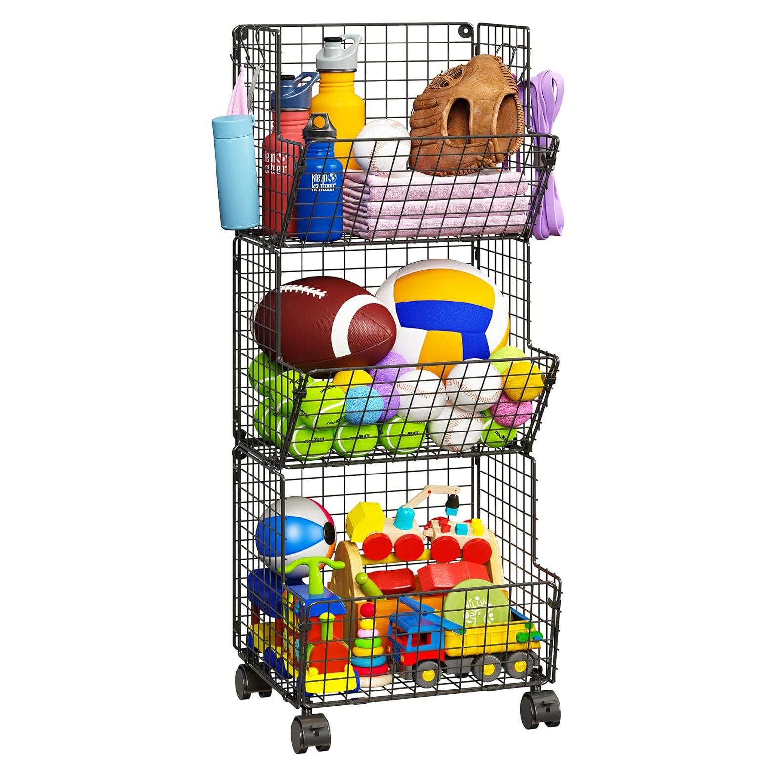 Carrito de Almacenamiento Rodante 3 Niveles Sonyabecca Negro