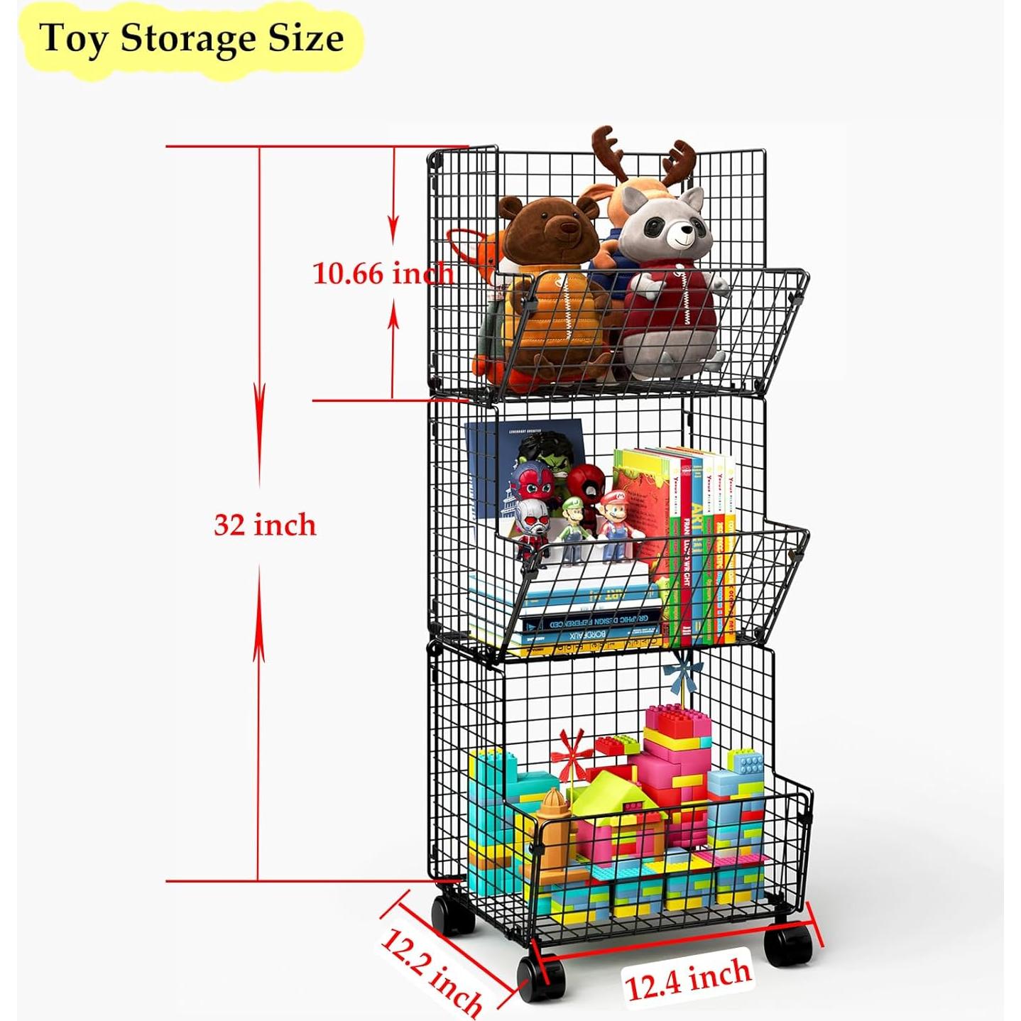 Carrito de Almacenamiento Rodante 3 Niveles Sonyabecca Negro